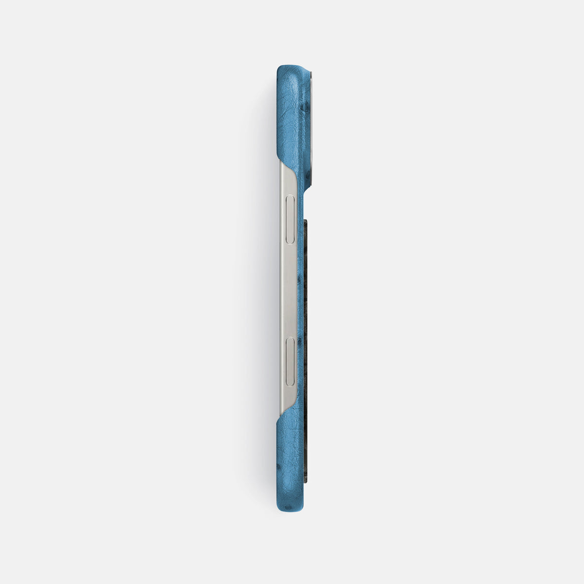 Blue-Jeans iPhone 16 Pro Max Classic Case Ostrich with Steel Metal -3 | Blue-Jeans-Steel
