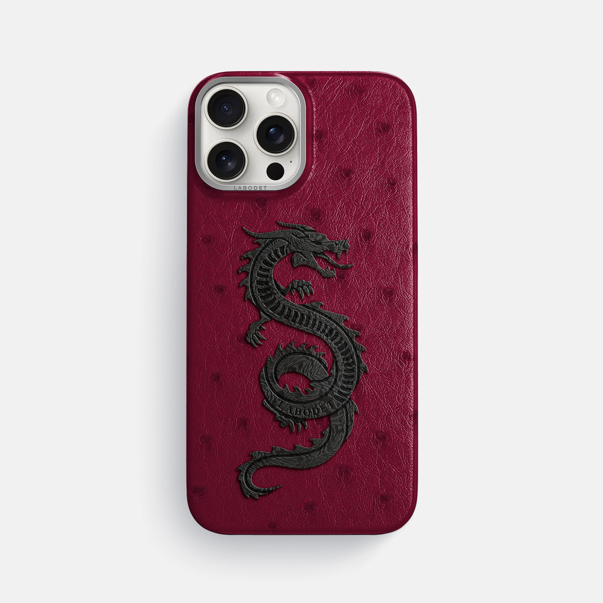 Bordeaux iPhone 16 Pro Max Classic Case Ostrich with Steel Metal -1 | Bordeaux-Steel