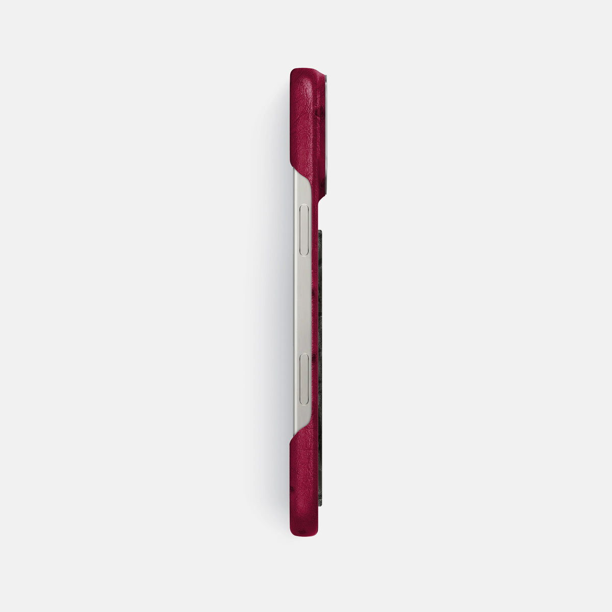 Bordeaux iPhone 16 Pro Max Classic Case Ostrich with Steel Metal -3 | Bordeaux-Steel