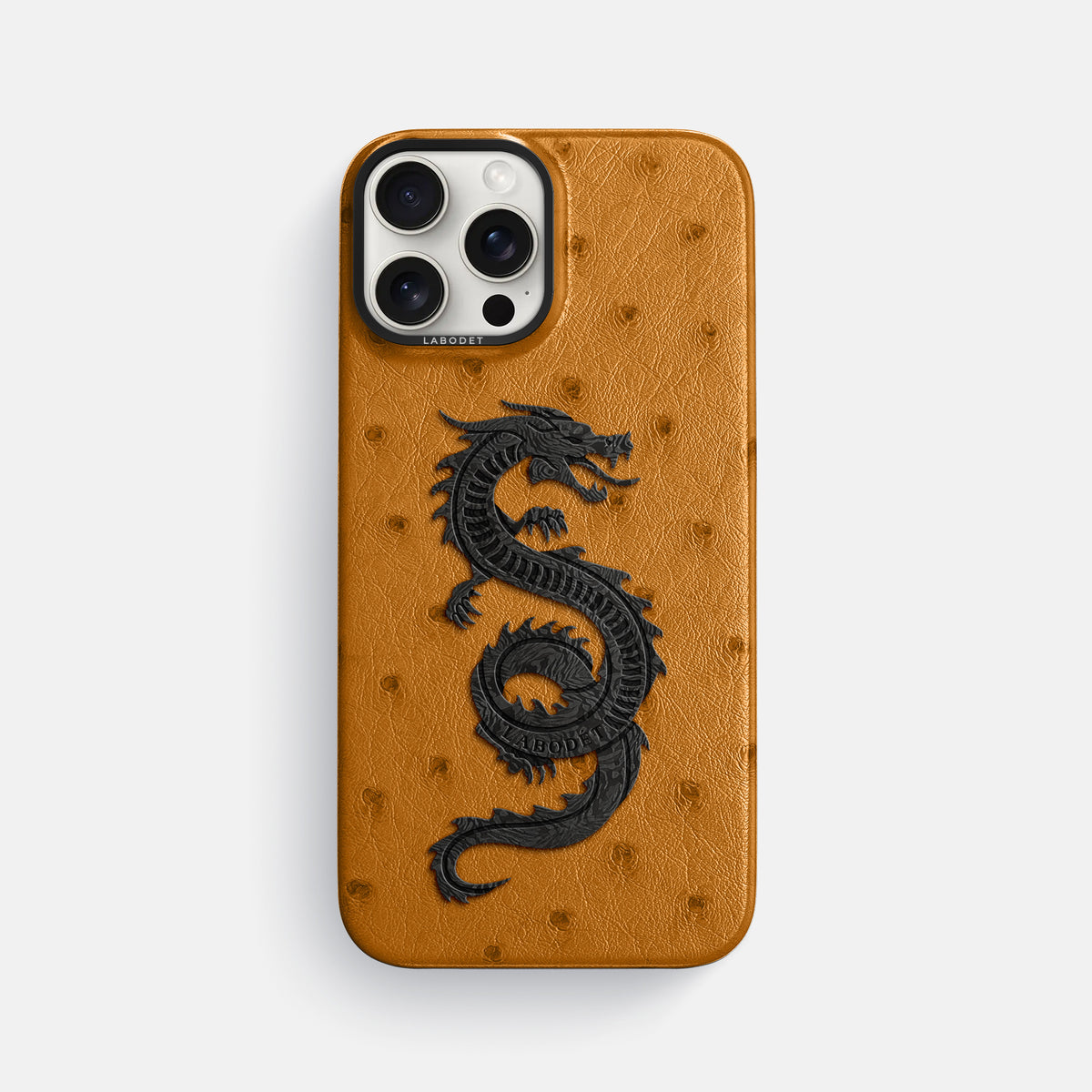 Chestnut iPhone 16 Pro Max Classic Case Ostrich with Black Metal -1 | Chestnut-Black