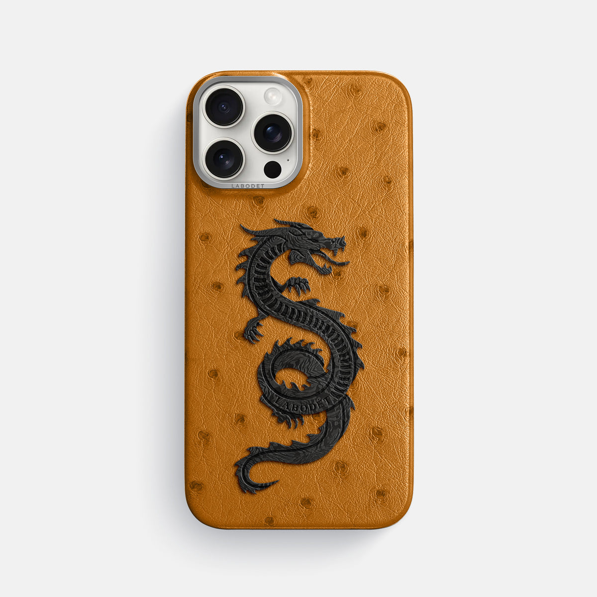 Chestnut iPhone 16 Pro Max Classic Case Ostrich with Steel Metal -1 | Chestnut-Steel
