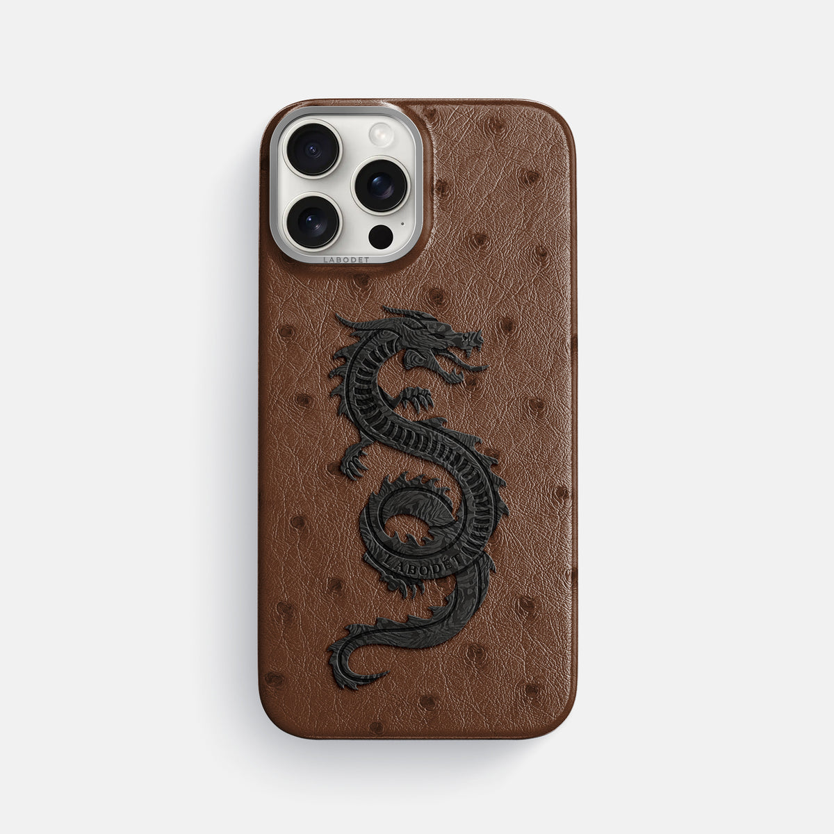 Chocolate iPhone 16 Pro Max Classic Case Ostrich with Steel Metal -1 | Chocolate-Steel