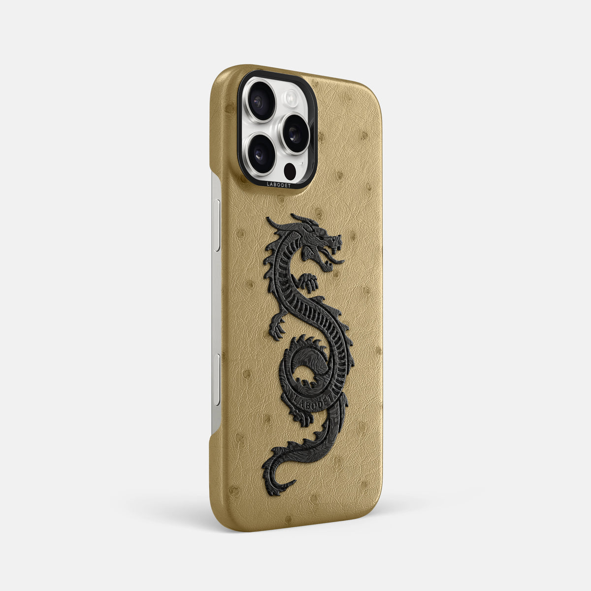 Desert-Sand iPhone 16 Pro Max Classic Case Ostrich with Black Metal -2 | Desert-Sand-Black