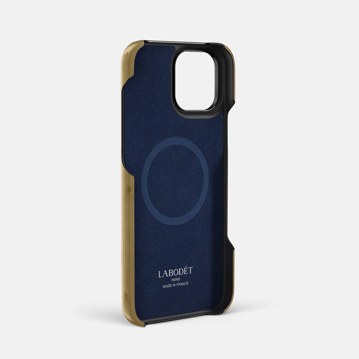 Desert-Sand iPhone 16 Pro Max Classic Case Ostrich with Black Metal -4 | Desert-Sand-Black