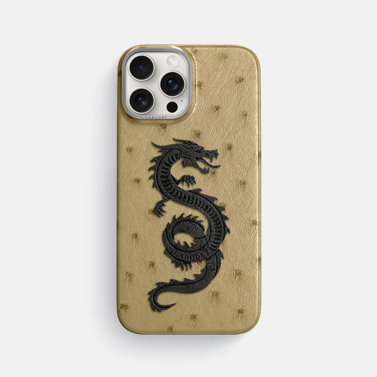 Desert-Sand iPhone 16 Pro Max Classic Case Ostrich with Steel Metal -1 | Desert-Sand-Steel