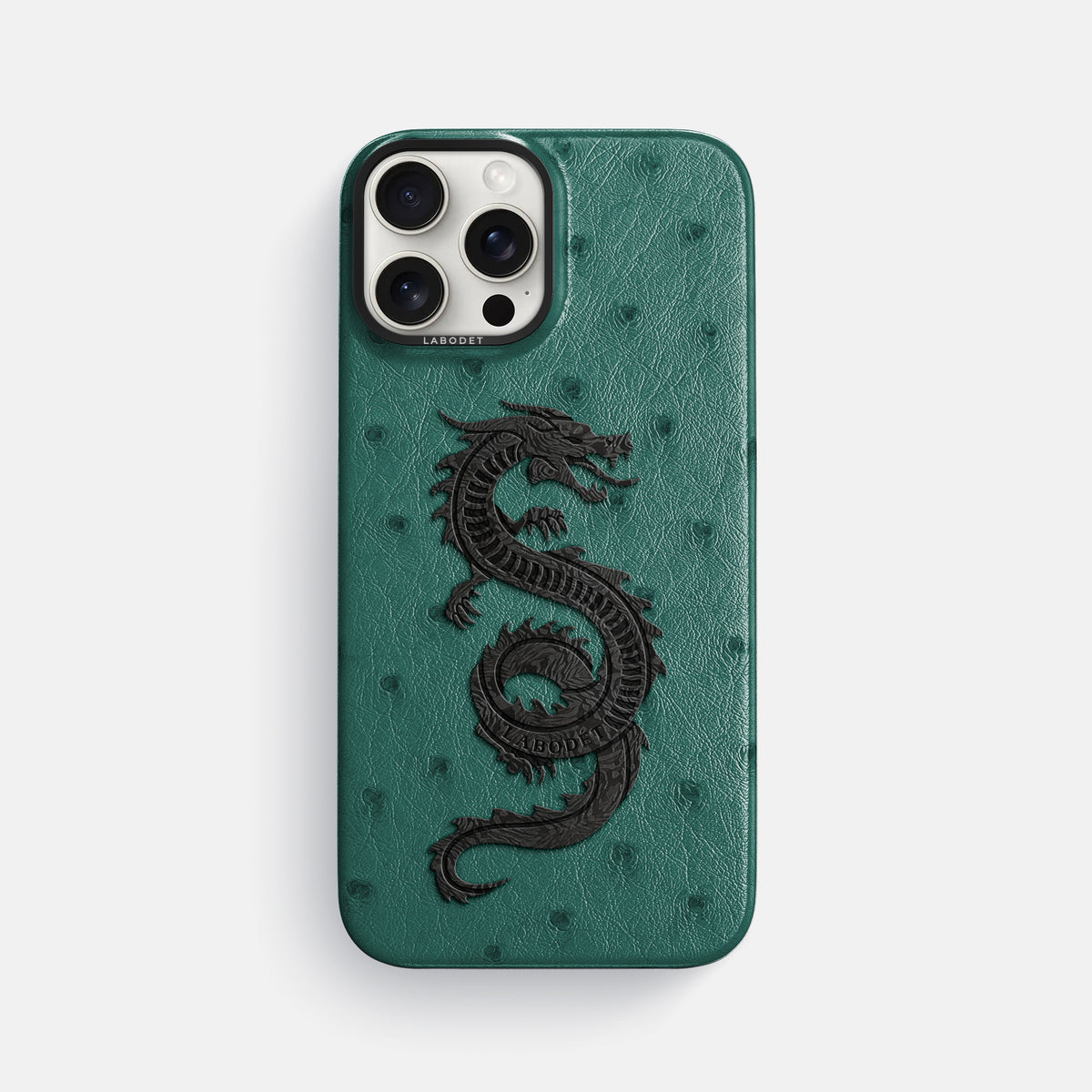 Forest-Green iPhone 16 Pro Max Classic Case Ostrich with Black Metal -1 | Forest-Green-Black