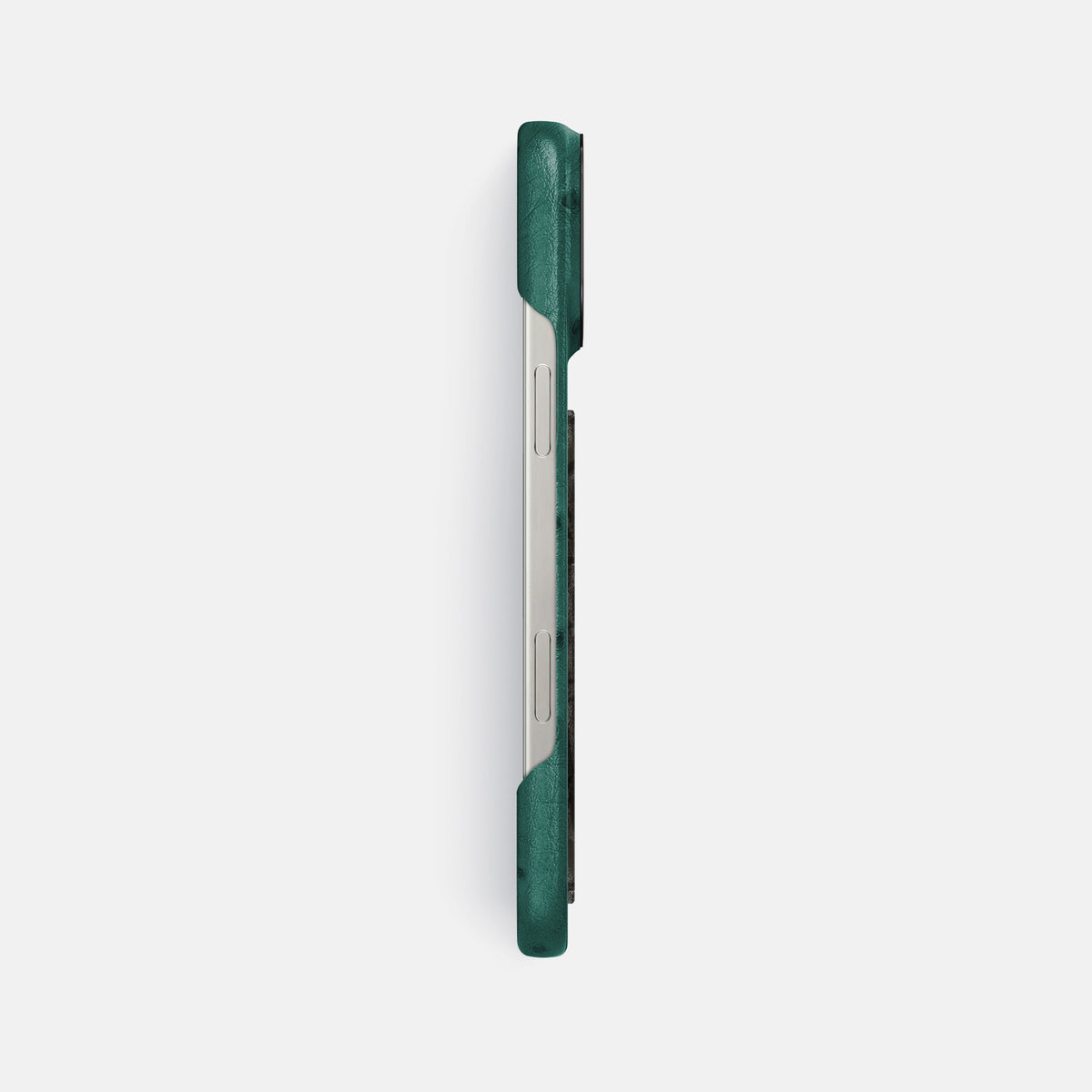 Forest-Green iPhone 16 Pro Max Classic Case Ostrich with Black Metal -3 | Forest-Green-Black