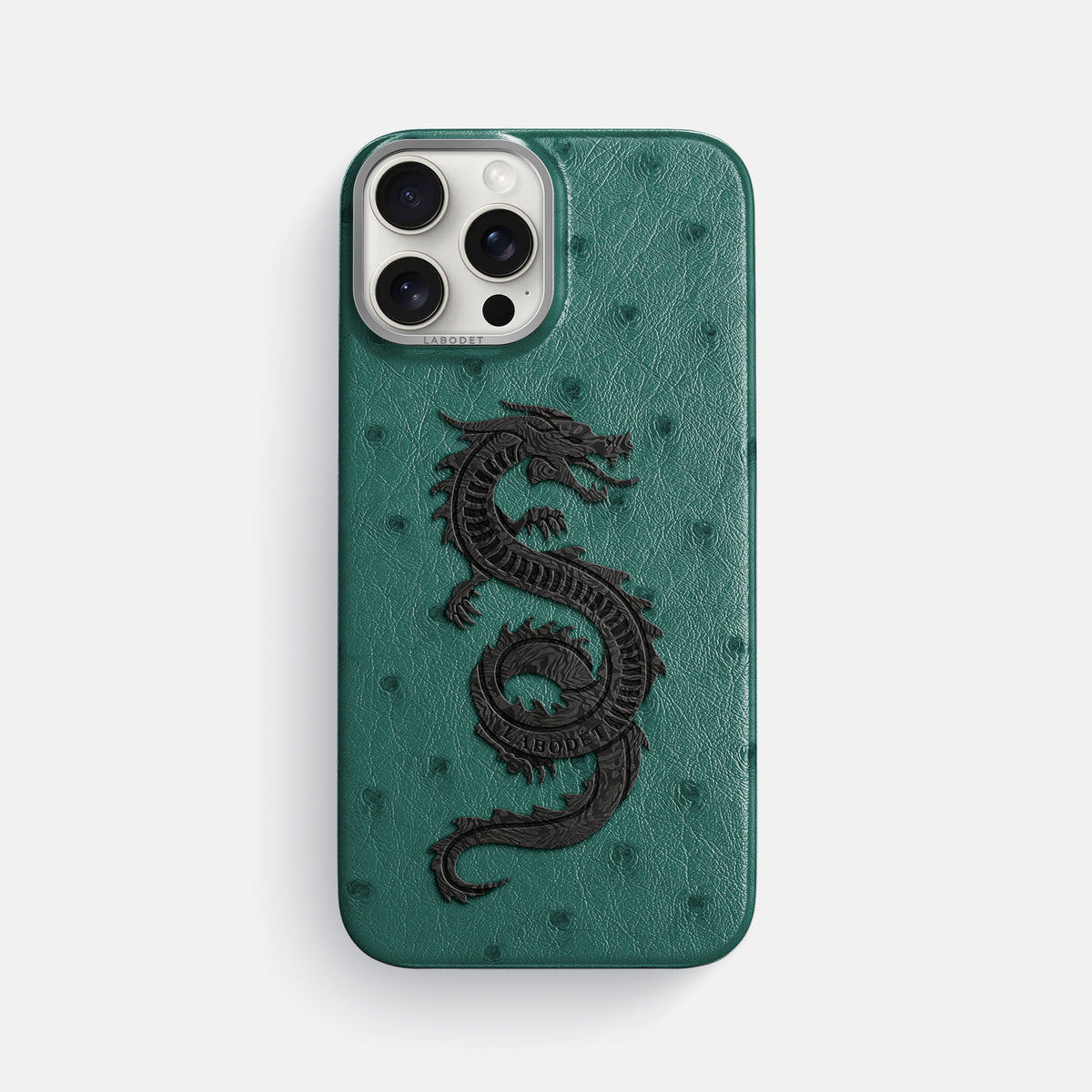 Forest-Green iPhone 16 Pro Max Classic Case Ostrich with Steel Metal -1 | Forest-Green-Steel