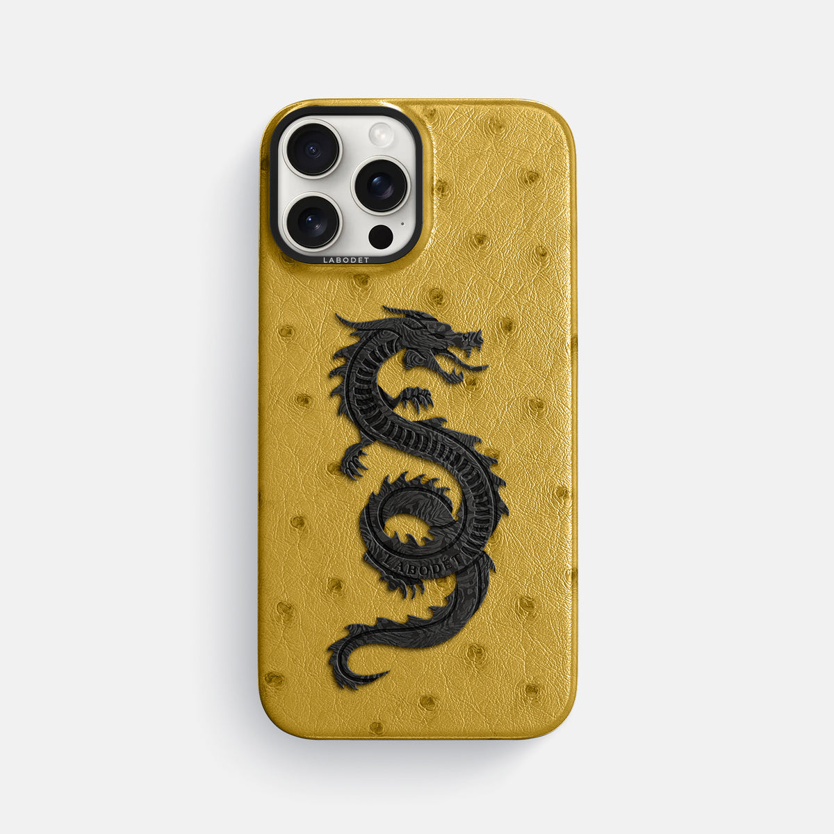 Gold iPhone 16 Pro Max Classic Case Ostrich with Black Metal -1 | Gold-Black