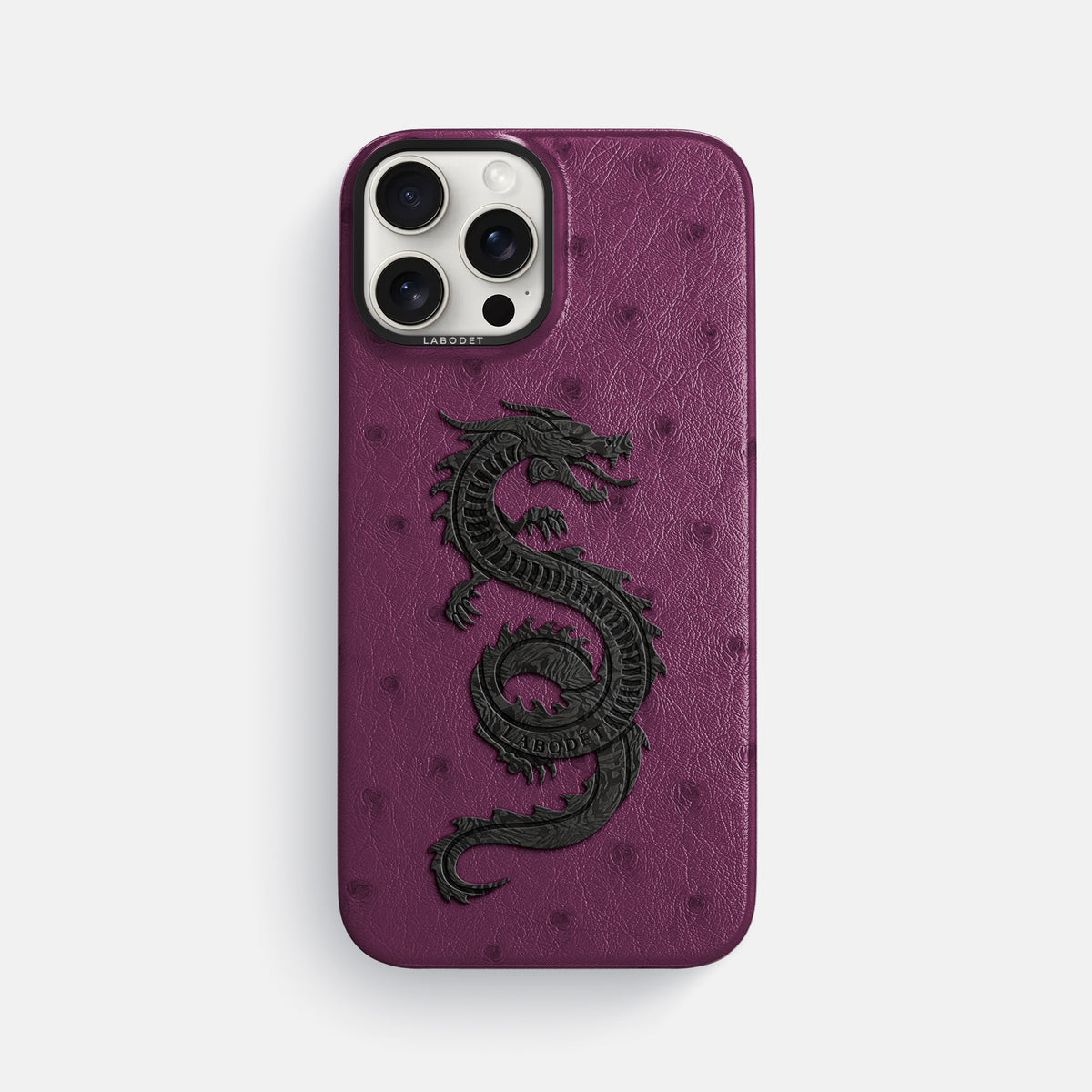 Purple iPhone 16 Pro Max Classic Case Ostrich with Black Metal -1 | Purple-Black