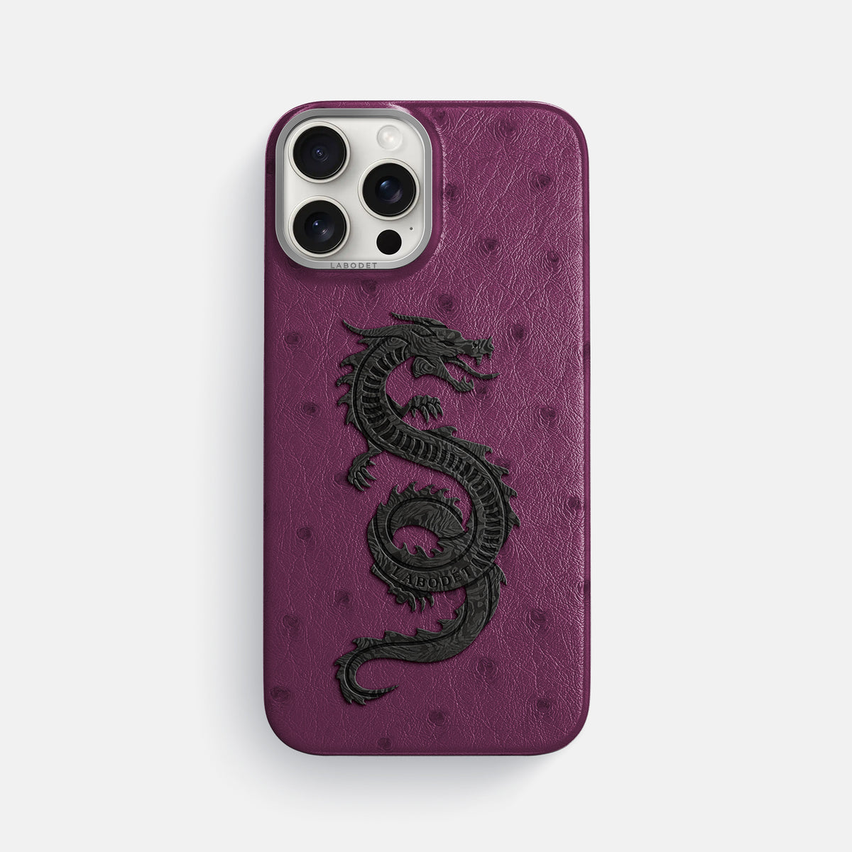 Purple iPhone 16 Pro Max Classic Case Ostrich with Steel Metal -1 | Purple-Steel