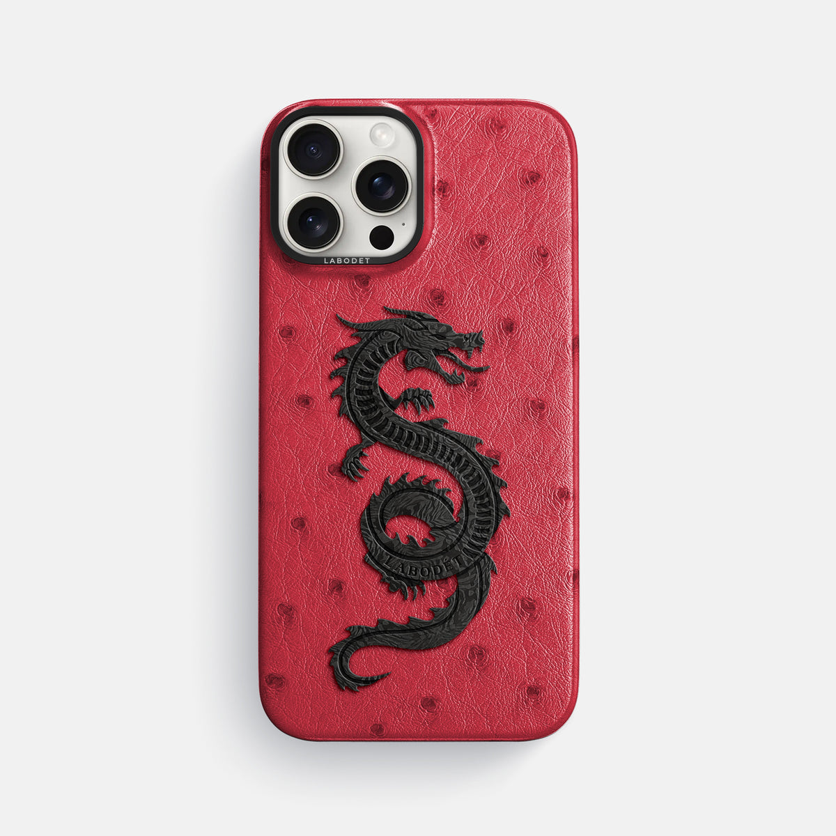 Red iPhone 16 Pro Max Classic Case Ostrich with Black Metal -1 | Red-Black