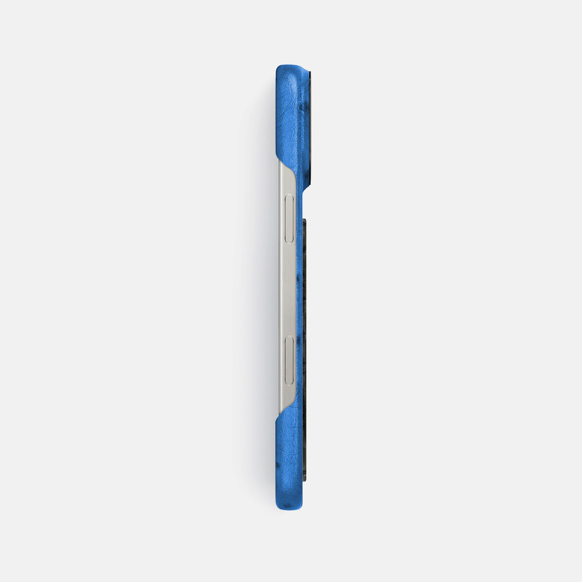 Royal-Blue iPhone 16 Pro Max Classic Case Ostrich with Black Metal -3 | Royal-Blue-Black