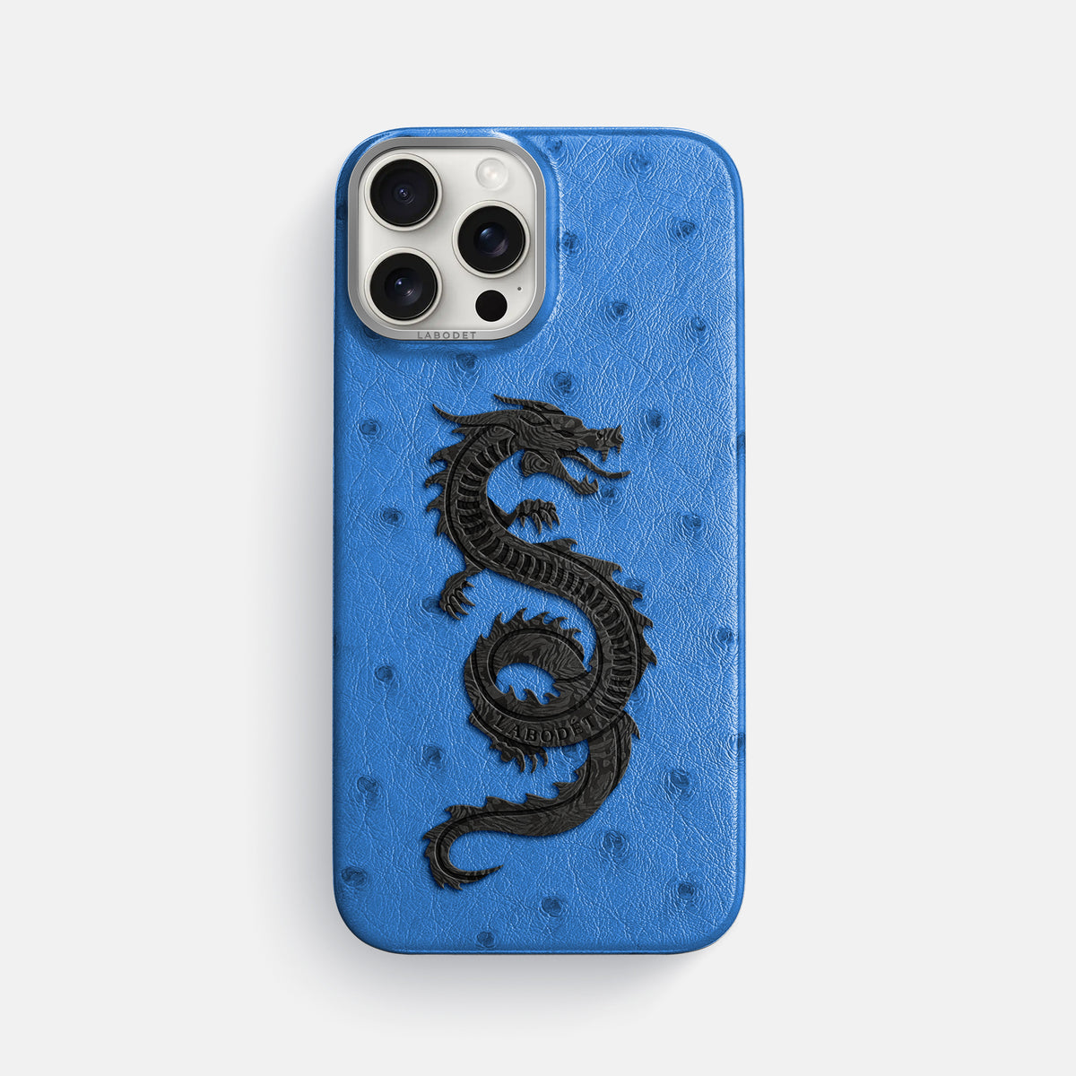 Royal-Blue iPhone 16 Pro Max Classic Case Ostrich with Steel Metal -1 | Royal-Blue-Steel