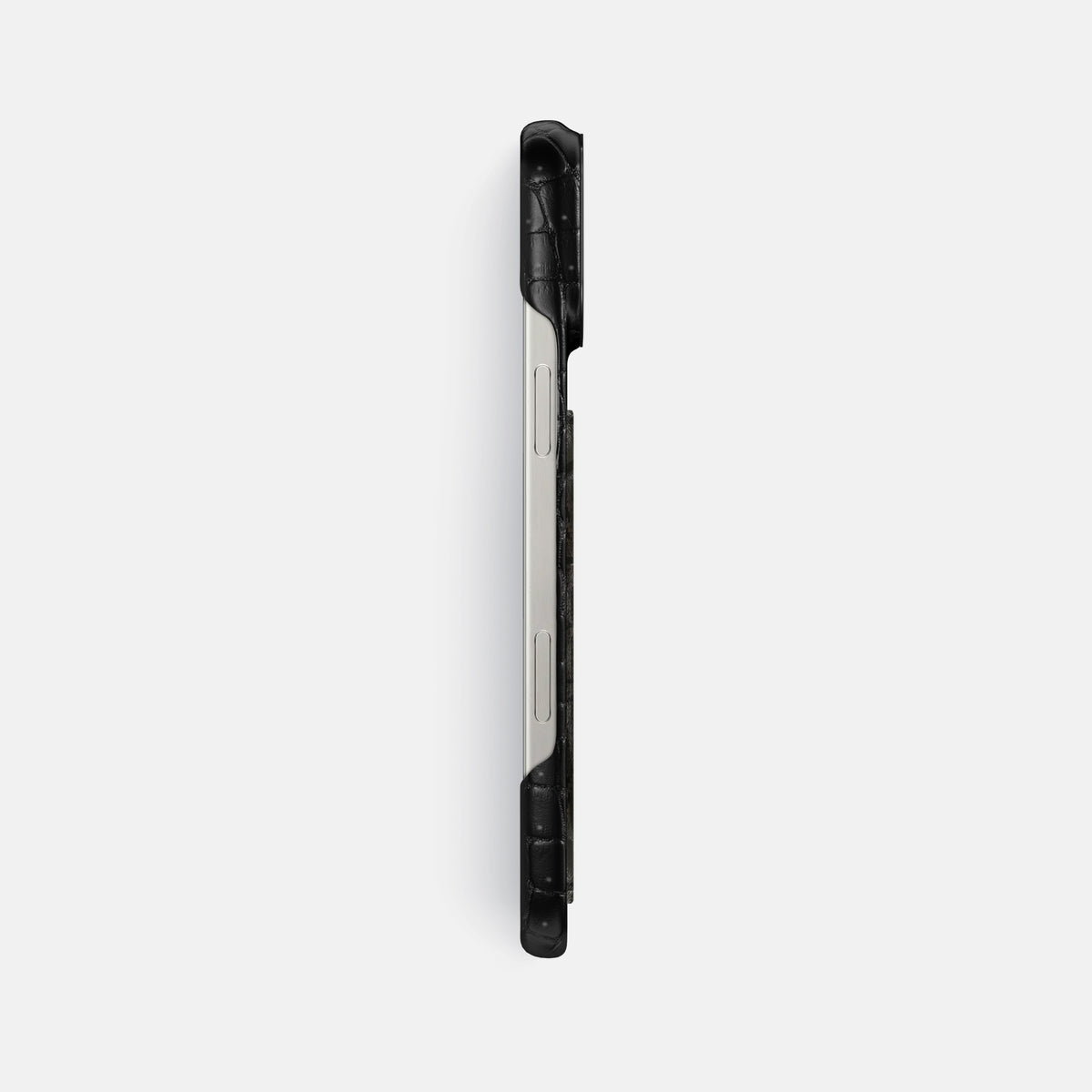 Black iPhone 16 Pro Max Porosus Crocodile Porosus Crocodile with Black Metal -3 | Black-Black