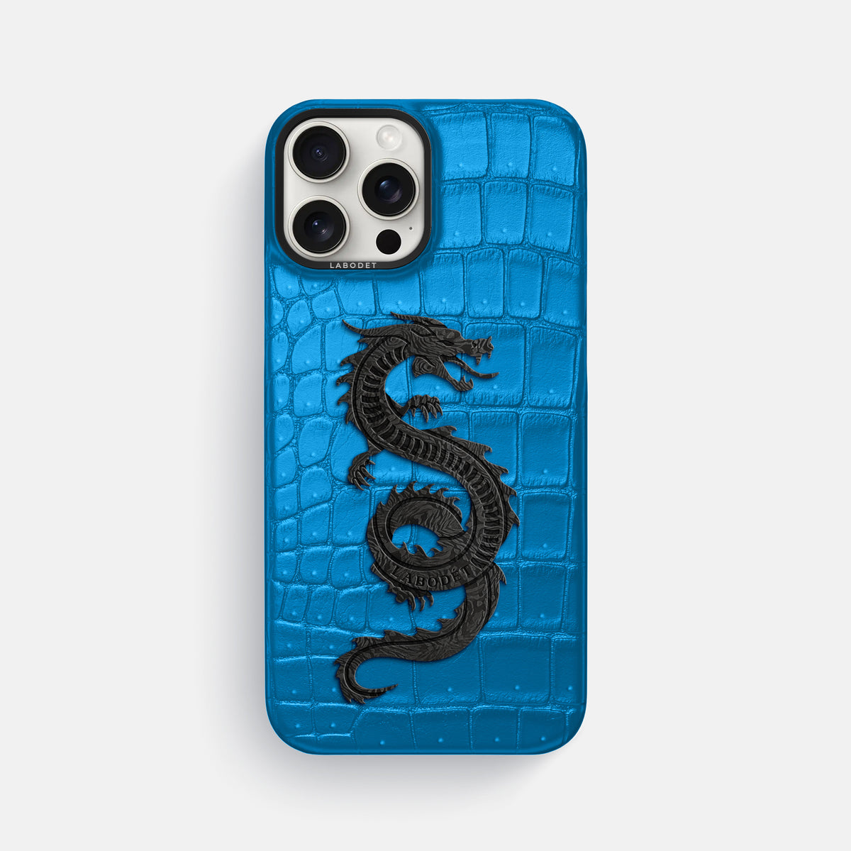 Blue-Lagoon iPhone 16 Pro Max Porosus Crocodile Porosus Crocodile with Black Metal -1 | Blue-Lagoon-Black
