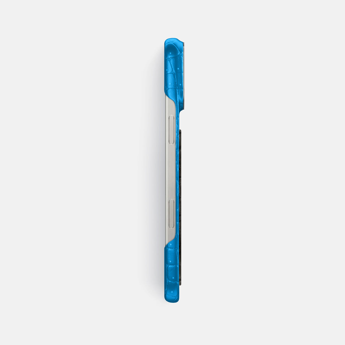 Blue-Lagoon iPhone 16 Pro Max Porosus Crocodile Porosus Crocodile with Steel Metal -3 | Blue-Lagoon-Steel