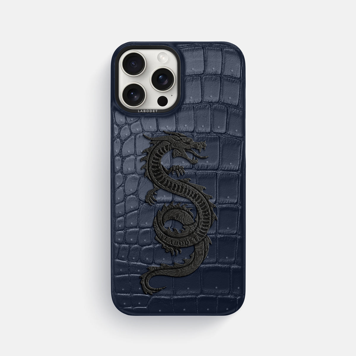 Deep Blue Sea iPhone 16 Pro Max Porosus Crocodile Porosus Crocodile with Black Metal -1 | Deep-Blue-Sea-Black