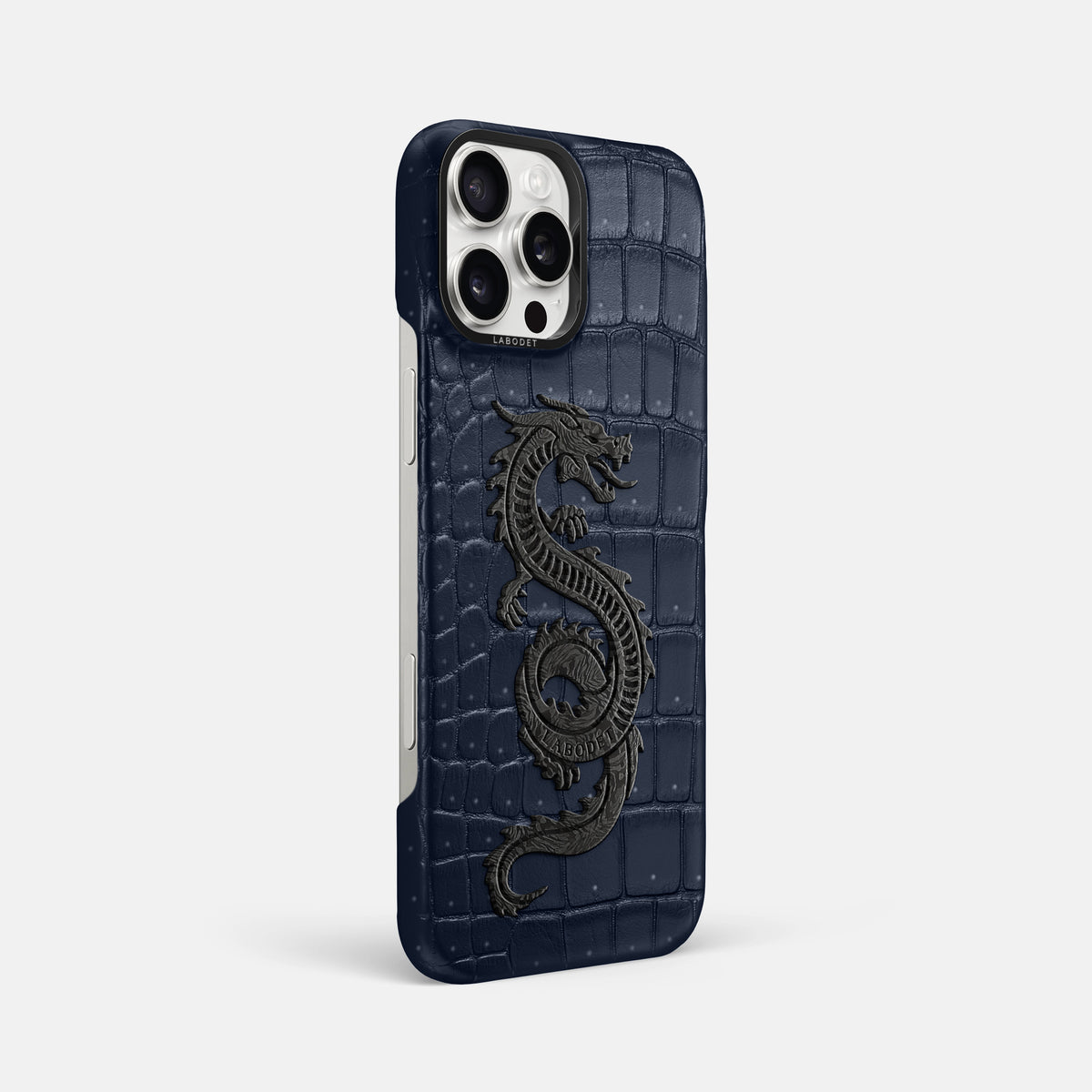 Deep Blue Sea iPhone 16 Pro Max Porosus Crocodile Porosus Crocodile with Black Metal -2 | Deep-Blue-Sea-Black