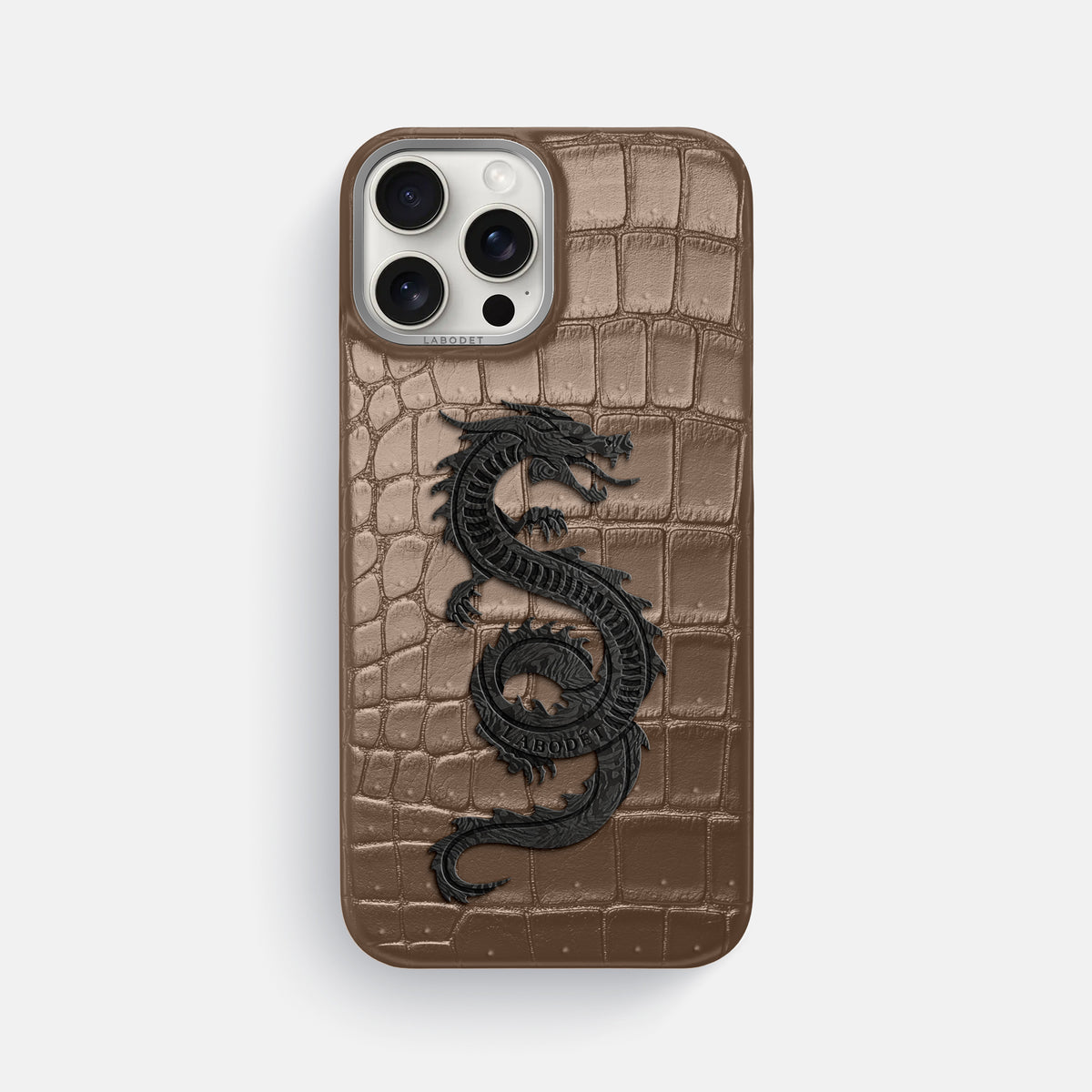Fur-Brown iPhone 16 Pro Max Porosus Crocodile Porosus Crocodile with Steel Metal -1 | Fur-Brown-Steel