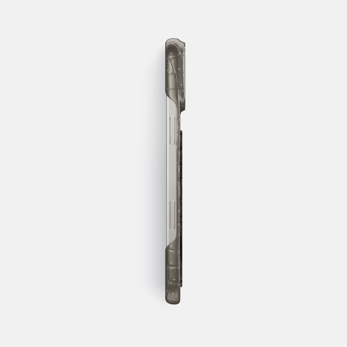 Lava-Stone iPhone 16 Pro Max Porosus Crocodile Porosus Crocodile with Steel Metal -3 | Lava-Stone-Steel
