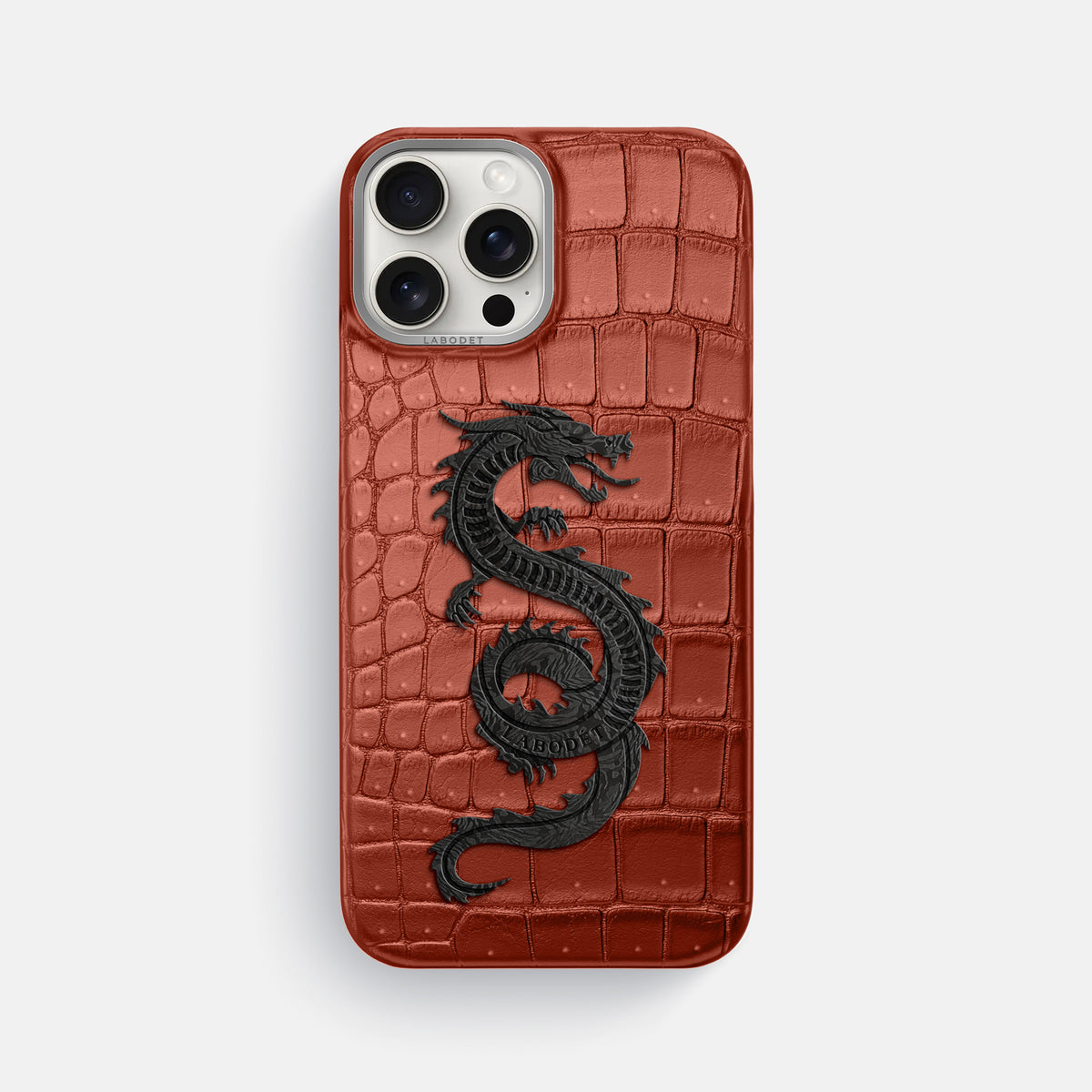 Mahogany-Brown iPhone 16 Pro Max Porosus Crocodile Porosus Crocodile with Steel Metal -1 | Mahogany-Brown-Steel