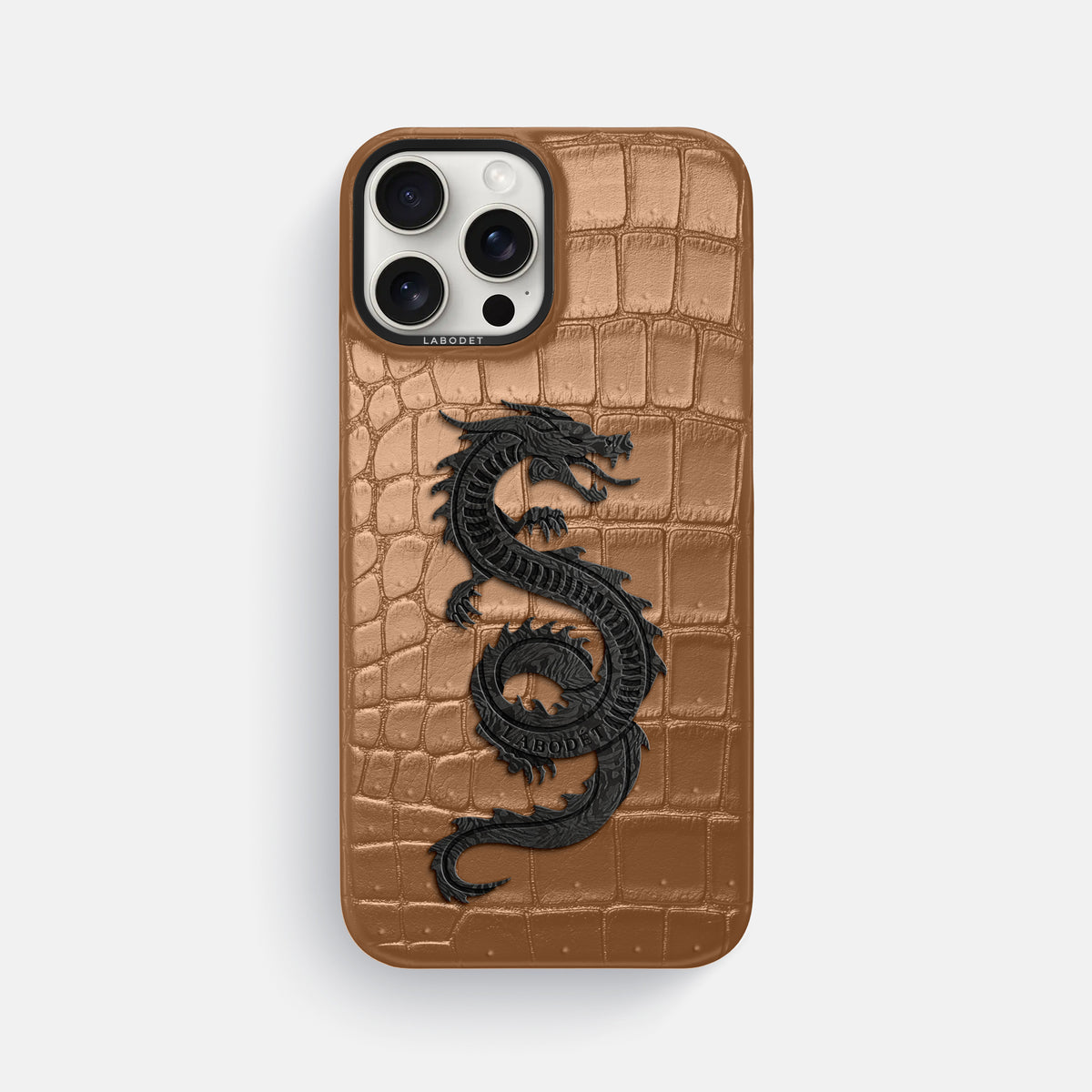 Milk-Chocolate iPhone 16 Pro Max Porosus Crocodile Porosus Crocodile with Black Metal -1 | Milk-Chocolate-Black
