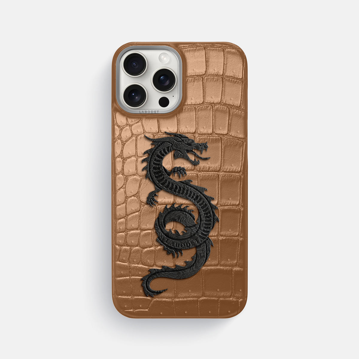 Milk-Chocolate iPhone 16 Pro Max Porosus Crocodile Porosus Crocodile with Steel Metal -1 | Milk-Chocolate-Steel