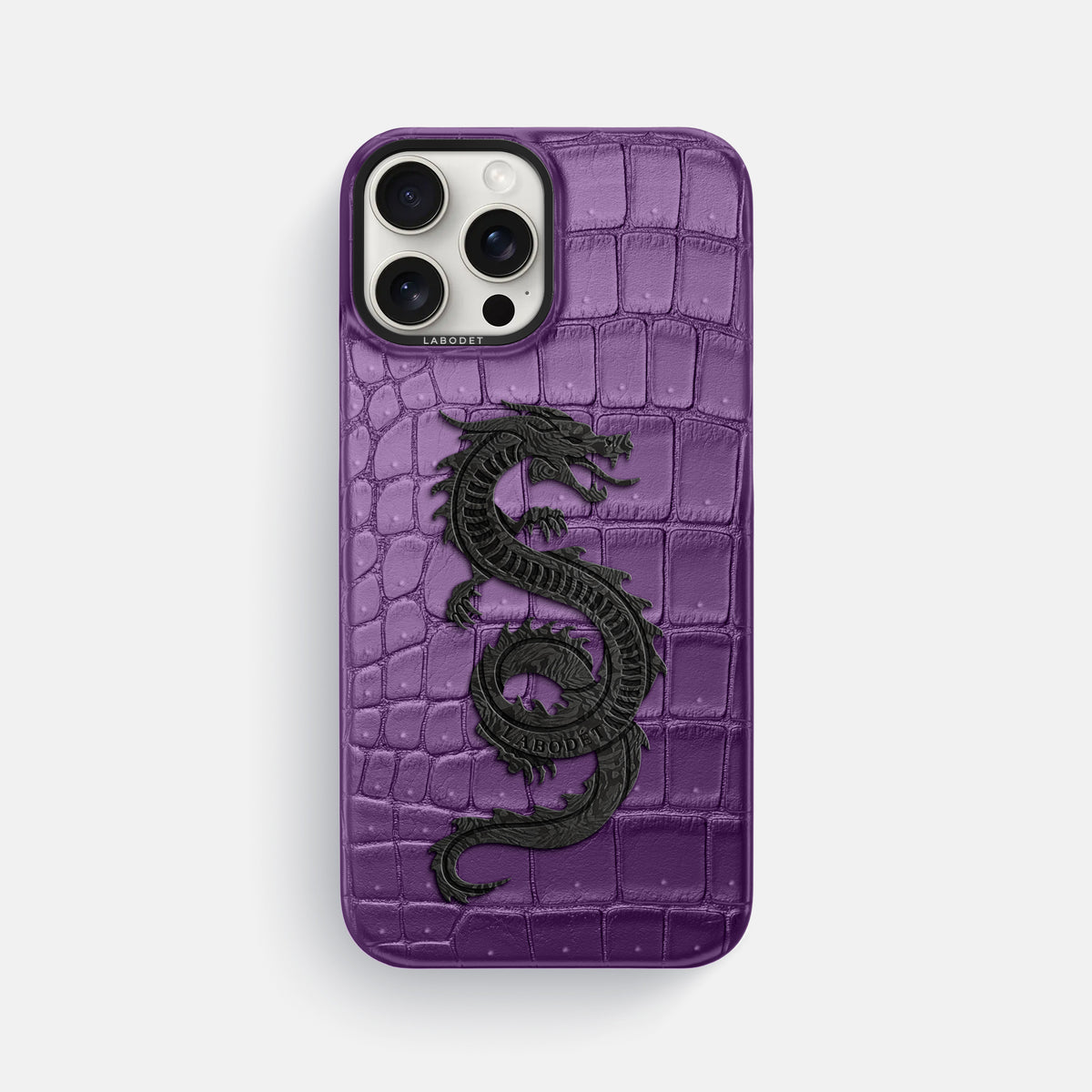 Purple iPhone 16 Pro Max Porosus Crocodile Porosus Crocodile with Black Metal -1 | Purple-Black