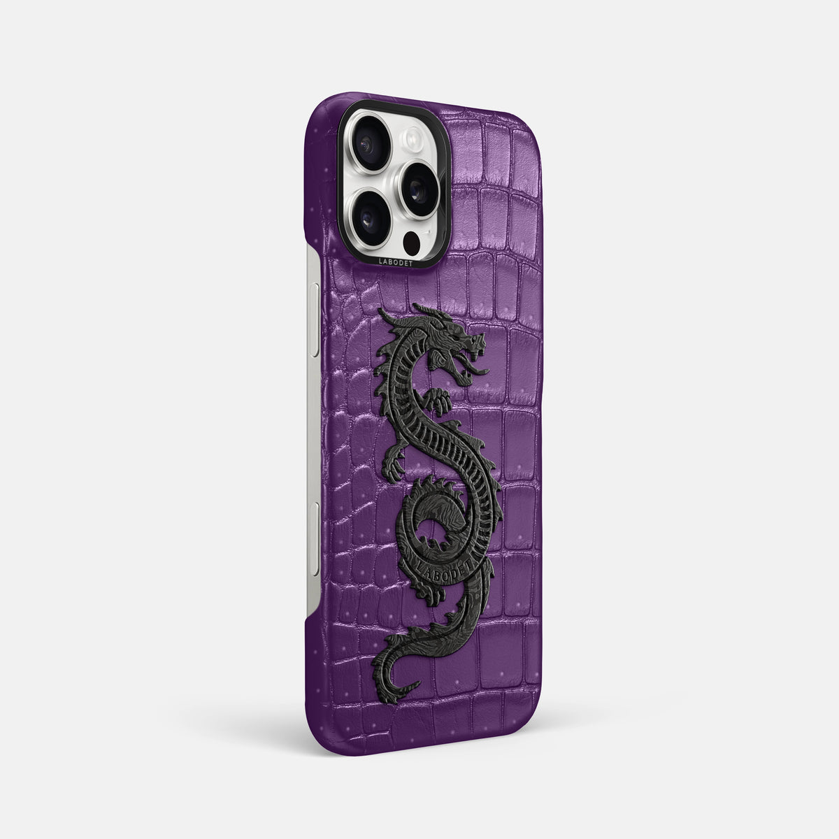 Purple iPhone 16 Pro Max Porosus Crocodile Porosus Crocodile with Black Metal -2 | Purple-Black