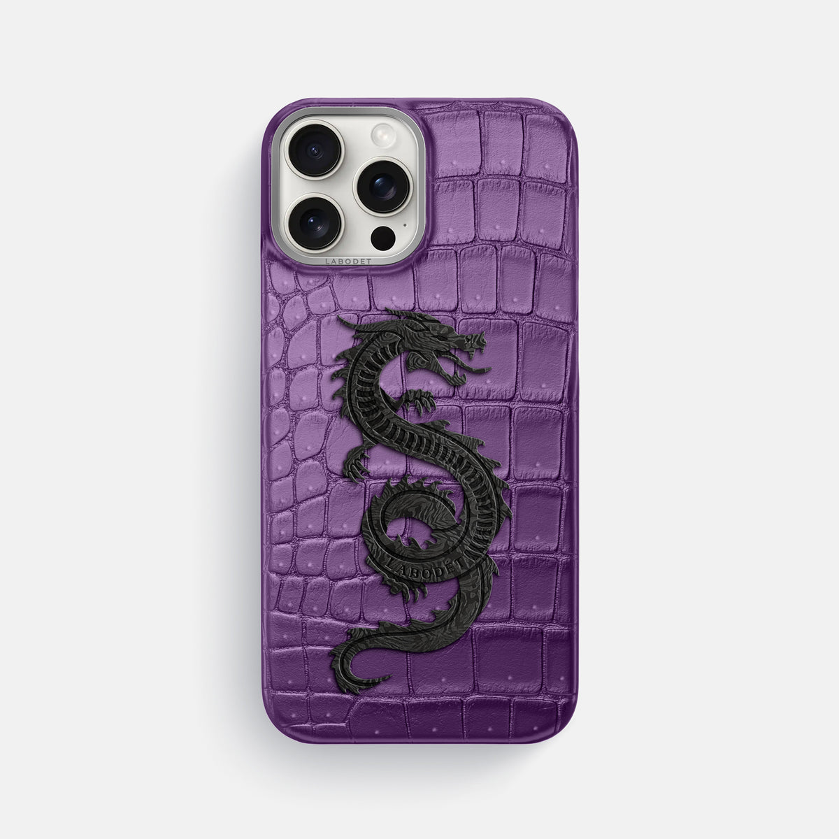 Purple iPhone 16 Pro Max Porosus Crocodile Porosus Crocodile with Steel Metal -1 | Purple-Steel