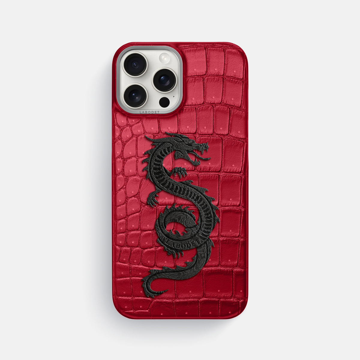 Burgundy iPhone 16 Pro Max Porosus Crocodile Porosus Crocodile with Steel Metal -1 | Burgundy-Steel