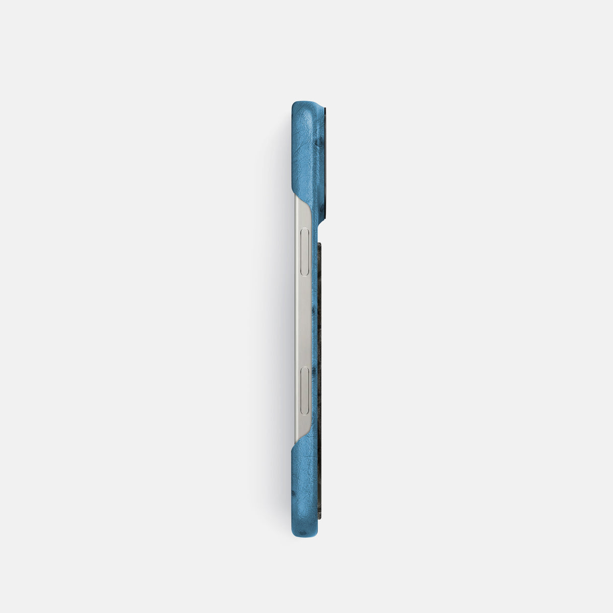 Blue-Jeans iPhone 16 Pro Classic Case Ostrich with Black Metal -3 | Blue-Jeans-Black