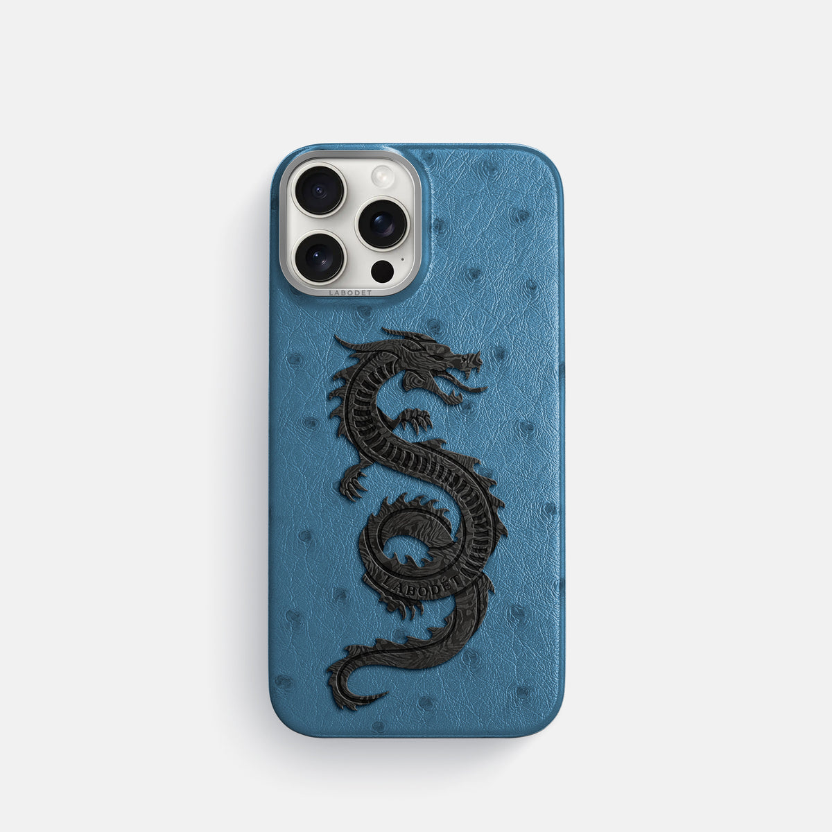 Blue-Jeans iPhone 16 Pro Classic Case Ostrich with Steel Metal -1 | Blue-Jeans-Steel