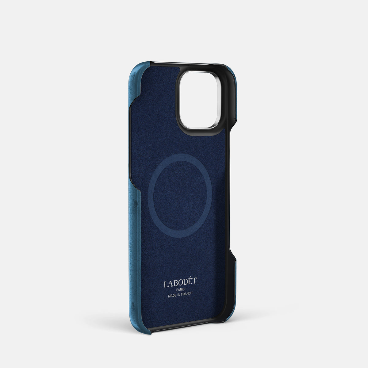 Blue-Jeans iPhone 16 Pro Classic Case Ostrich with Steel Metal -4 | Blue-Jeans-Steel
