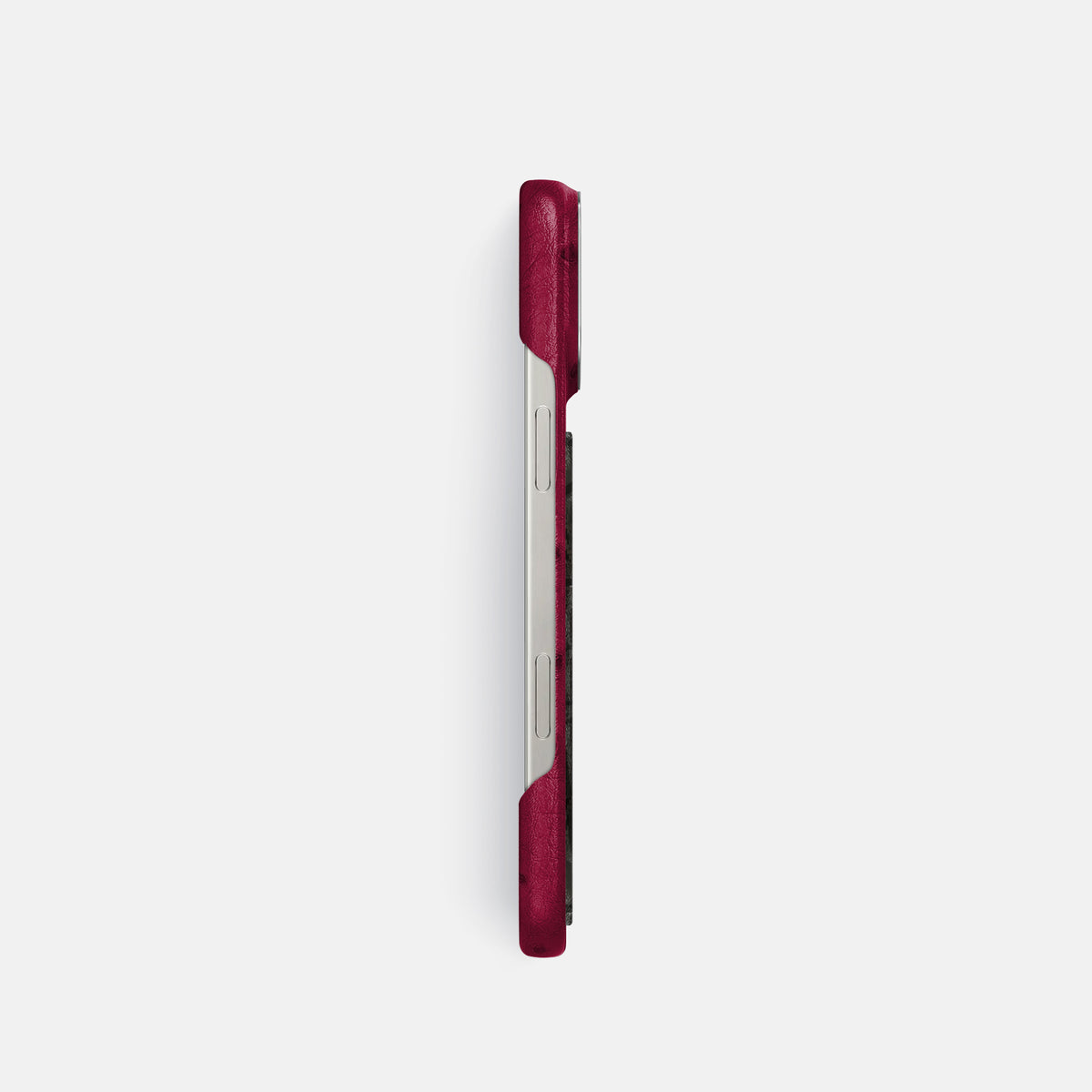 Bordeaux iPhone 16 Pro Classic Case Ostrich with Steel Metal -3 | Bordeaux-Steel