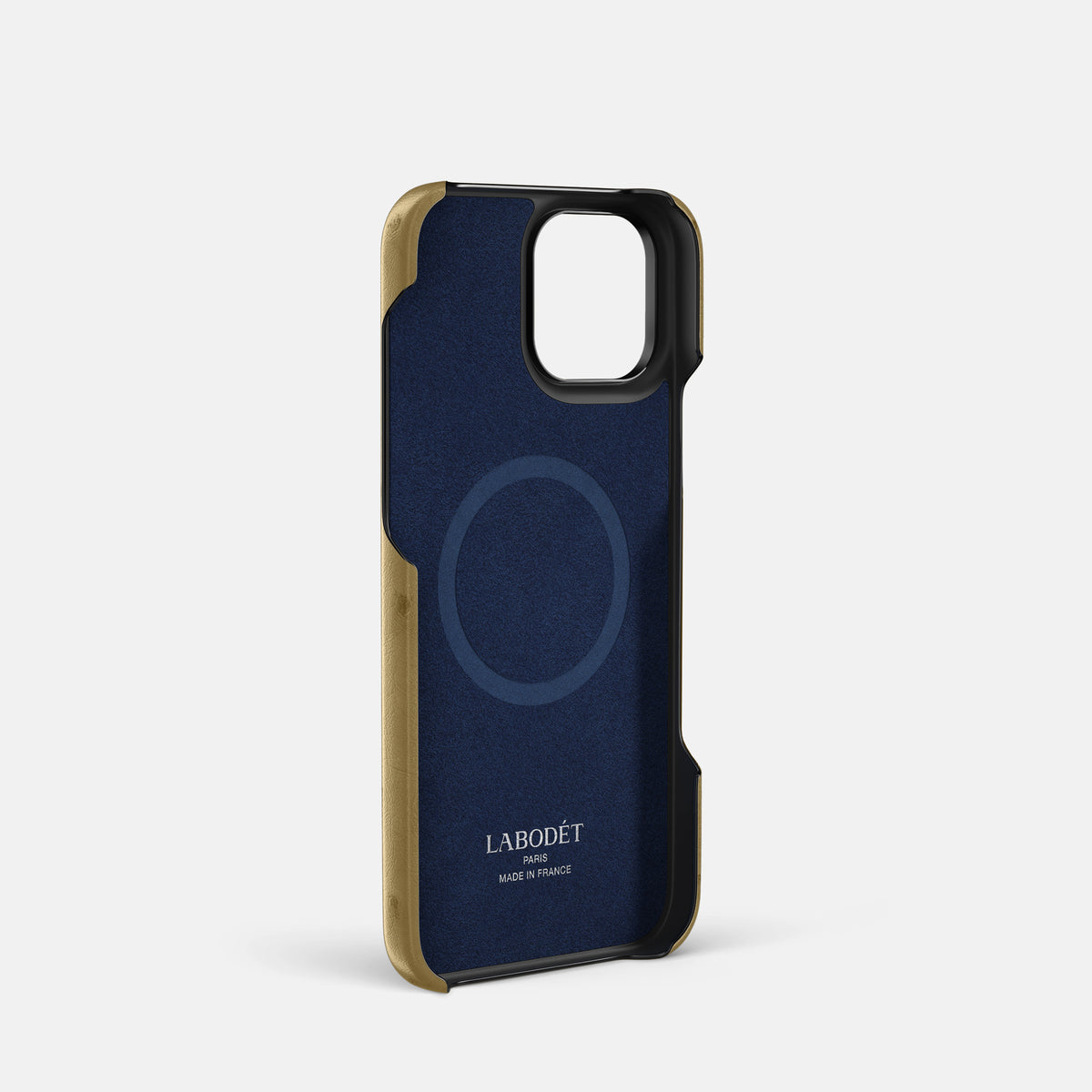 Desert-Sand iPhone 16 Pro Classic Case Ostrich with Black Metal -4 | Desert-Sand-Black