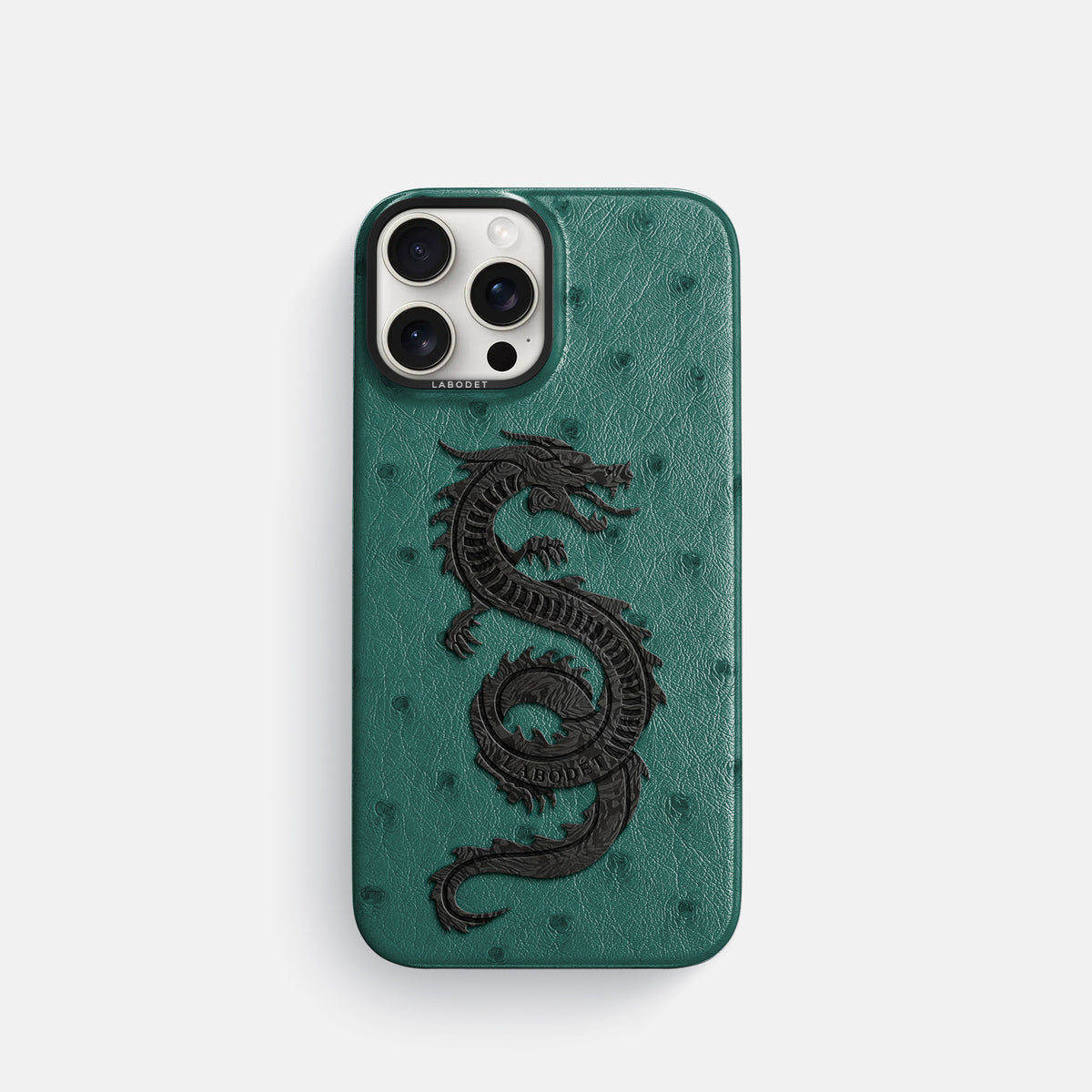 Forest-Green iPhone 16 Pro Classic Case Ostrich with Black Metal -1 | Forest-Green-Black