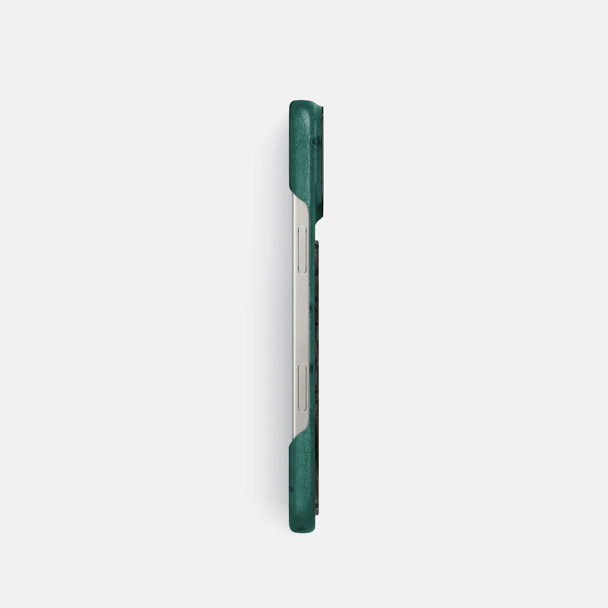 Forest-Green iPhone 16 Pro Classic Case Ostrich with Black Metal -3 | Forest-Green-Black