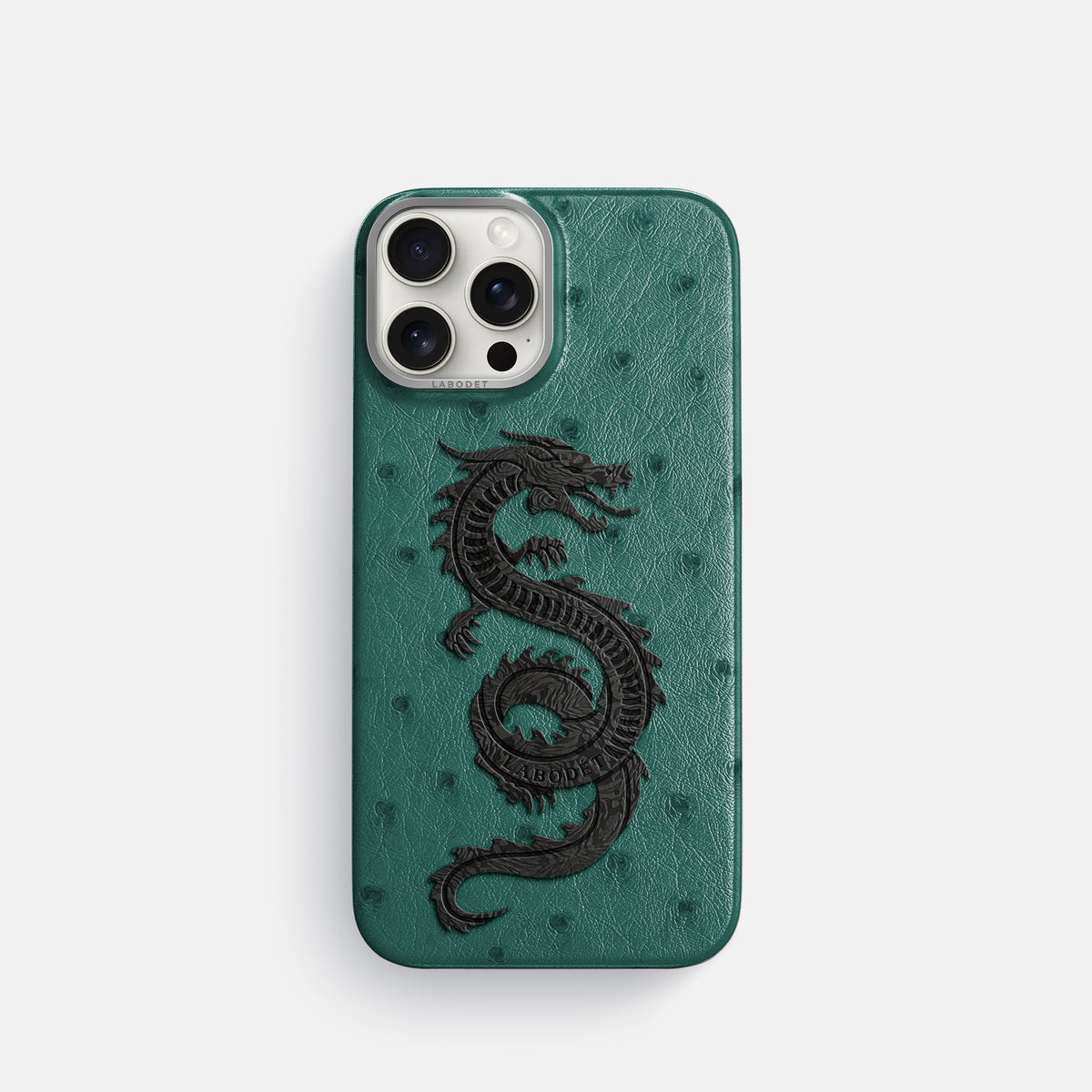 Forest-Green iPhone 16 Pro Classic Case Ostrich with Steel Metal -1 | Forest-Green-Steel