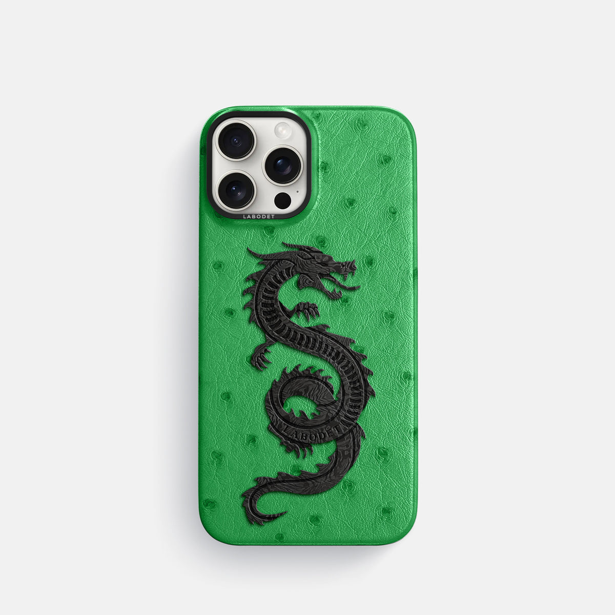 Kentucky Green iPhone 16 Pro Classic Case Ostrich with Black Metal -1 | Kentucky-Green-Black
