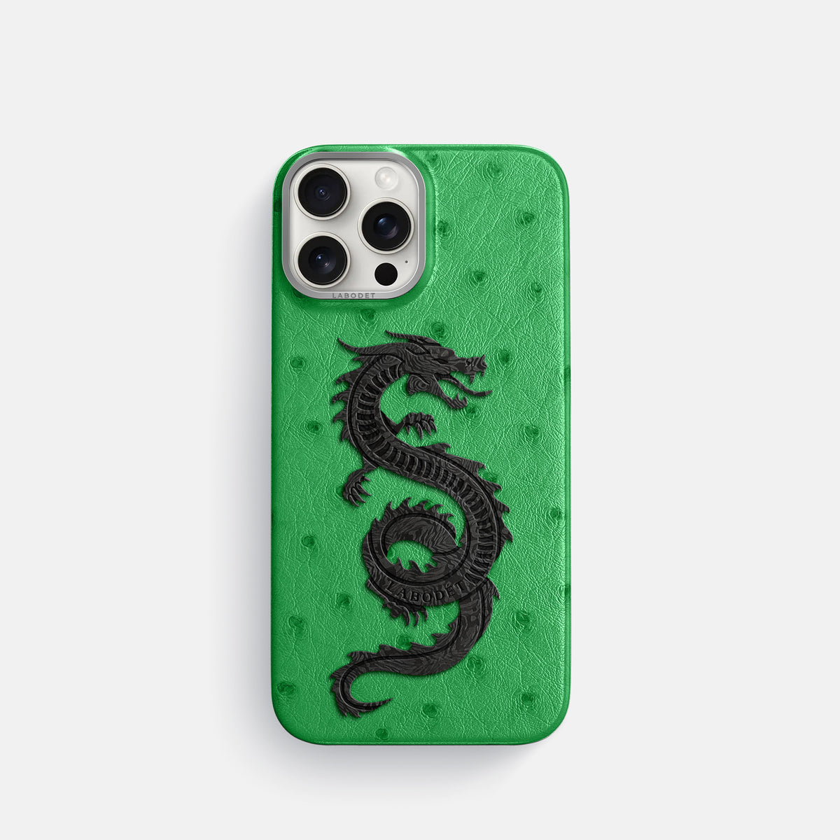Kentucky Green iPhone 16 Pro Classic Case Ostrich with Steel Metal -1 | Kentucky-Green-Steel