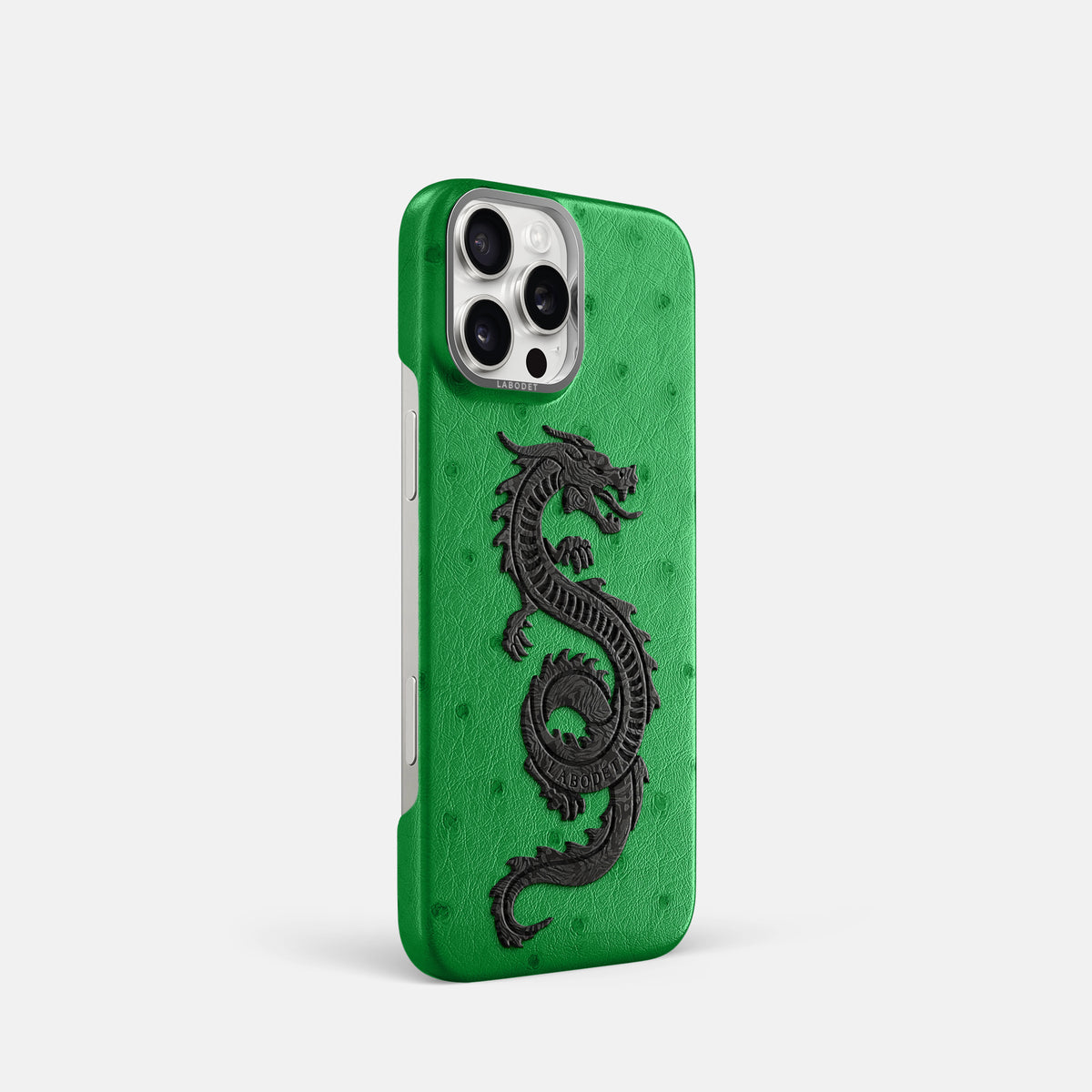 Kentucky Green iPhone 16 Pro Classic Case Ostrich with Steel Metal -2 | Kentucky-Green-Steel