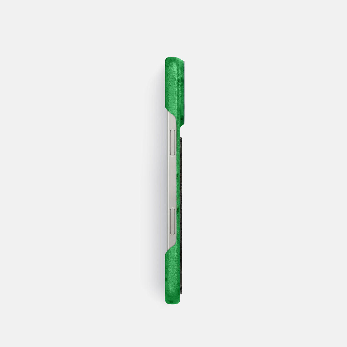 Kentucky Green iPhone 16 Pro Classic Case Ostrich with Steel Metal -3 | Kentucky-Green-Steel