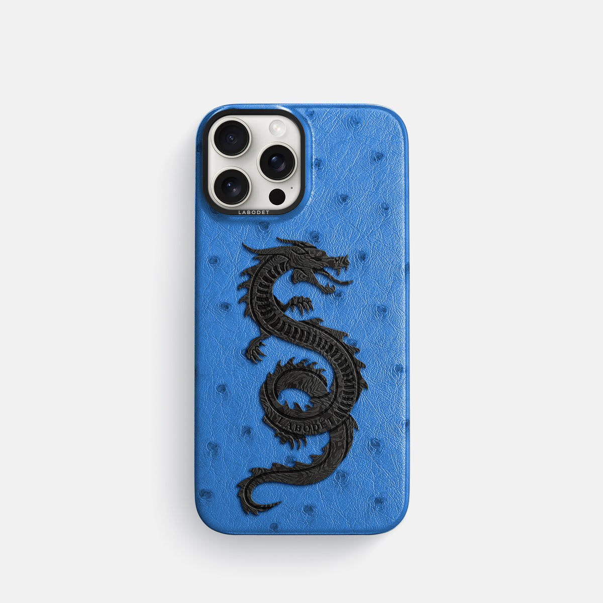Royal-Blue iPhone 16 Pro Classic Case Ostrich with Black Metal -1 | Royal-Blue-Black