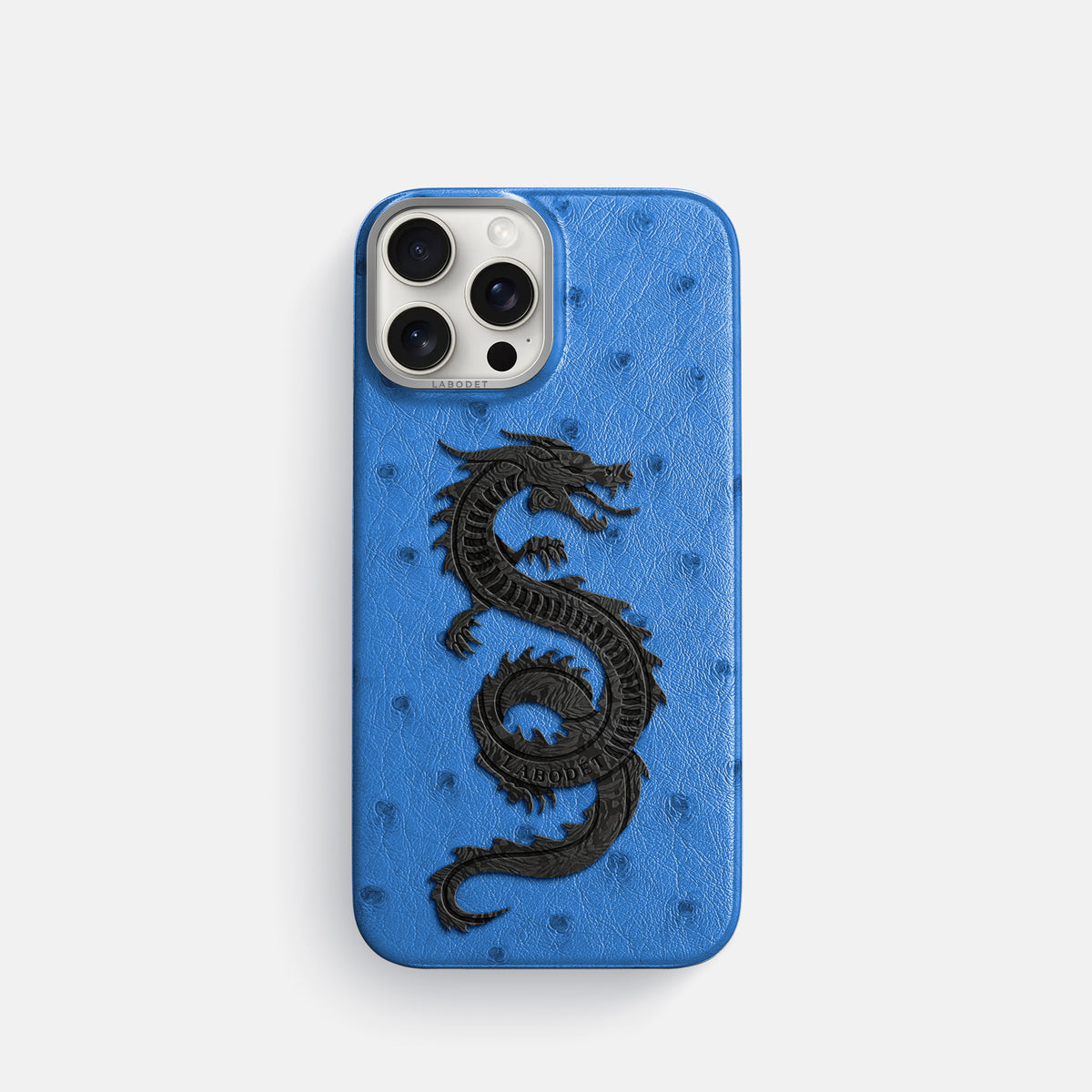 Royal-Blue iPhone 16 Pro Classic Case Ostrich with Steel Metal -1 | Royal-Blue-Steel