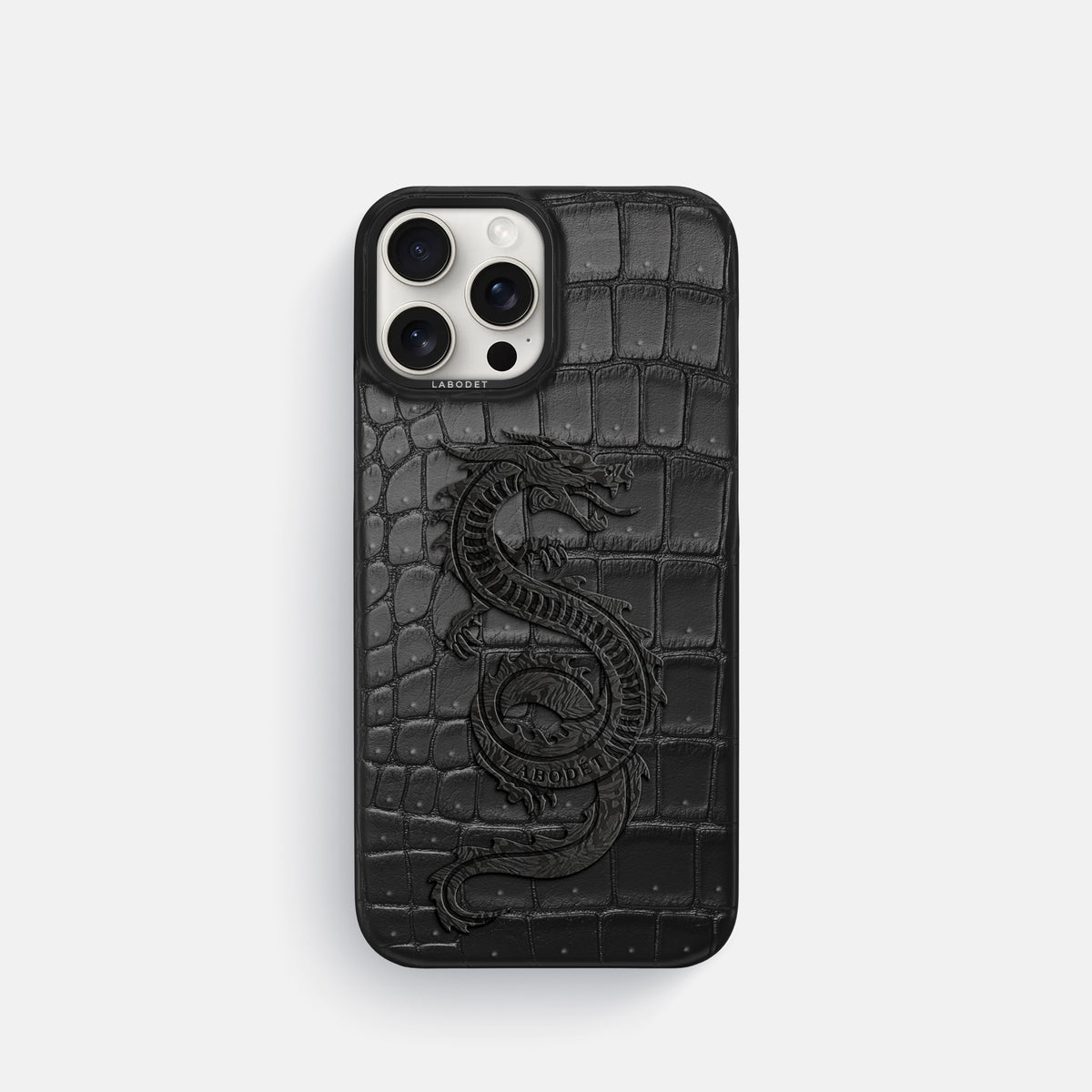 Black iPhone 16 Pro Porosus Crocodile Porosus Crocodile with Black Metal -1 | Black-Black