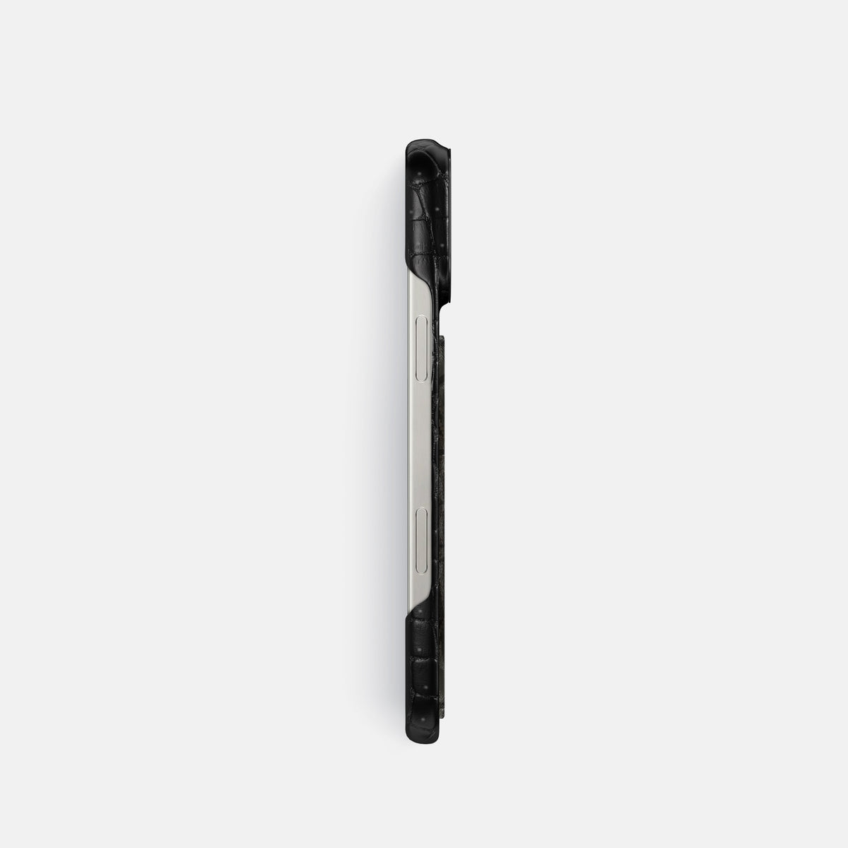 Black iPhone 16 Pro Porosus Crocodile Porosus Crocodile with Black Metal -3 | Black-Black