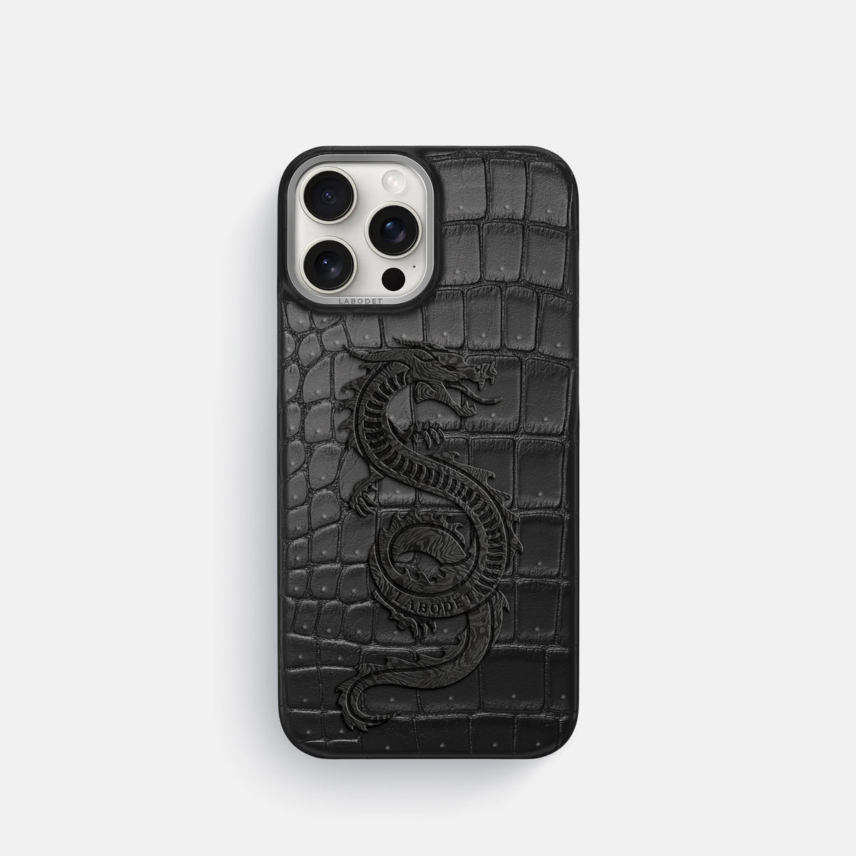 Black iPhone 16 Pro Porosus Crocodile Porosus Crocodile with Steel Metal -1 | Black-Steel