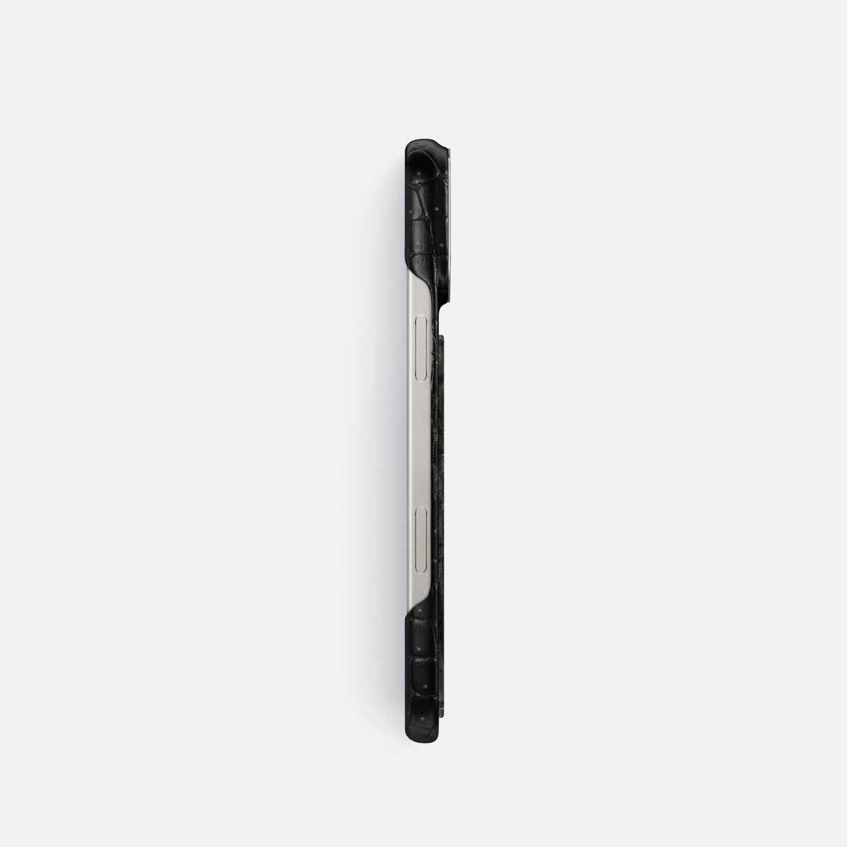 Black iPhone 16 Pro Porosus Crocodile Porosus Crocodile with Steel Metal -3 | Black-Steel